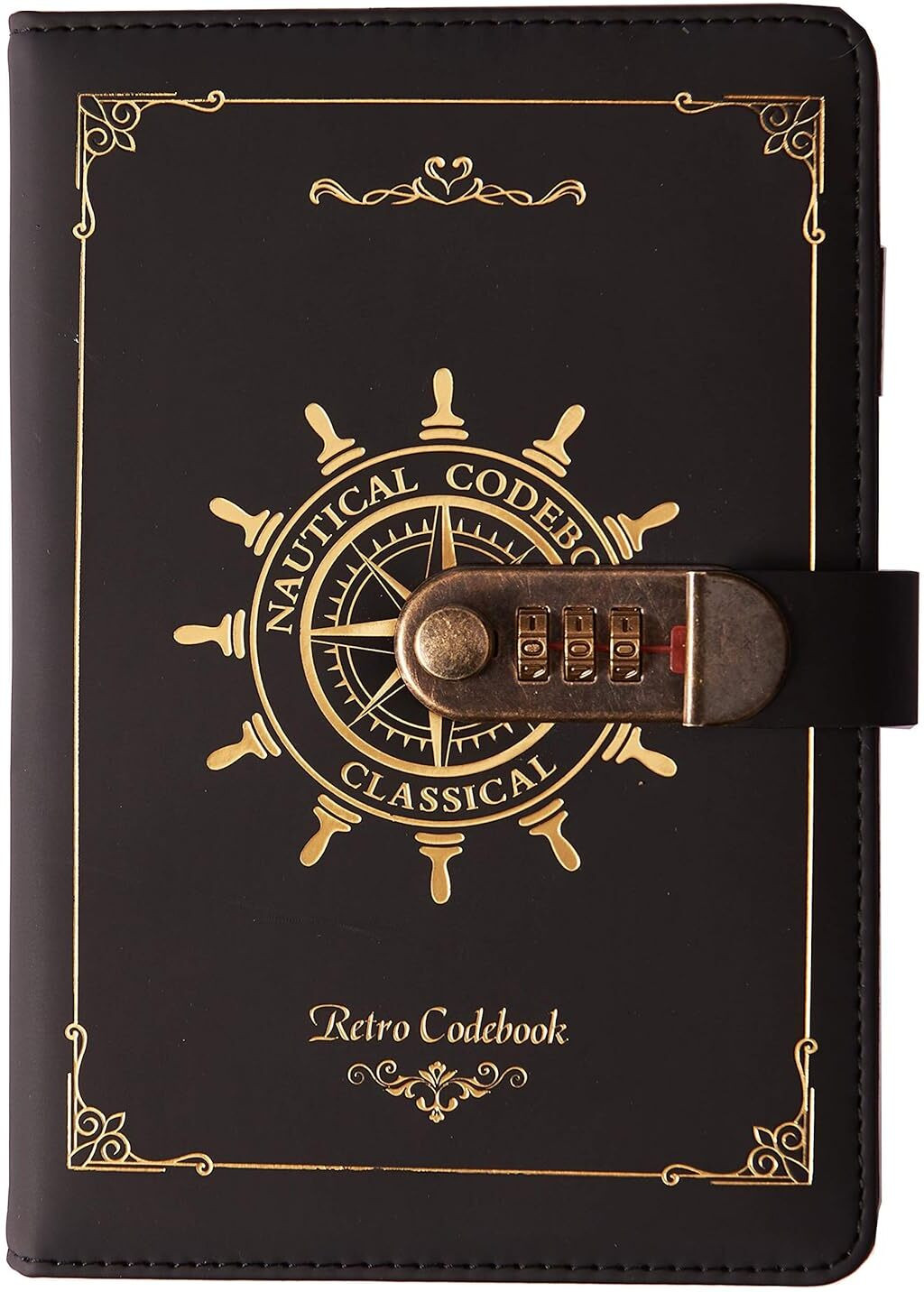 vattu Vintage PU Leather Diary with Combination Lock(Nautical Pattern), A5 Secret A5 Diary Ruled 200 Pages image 1