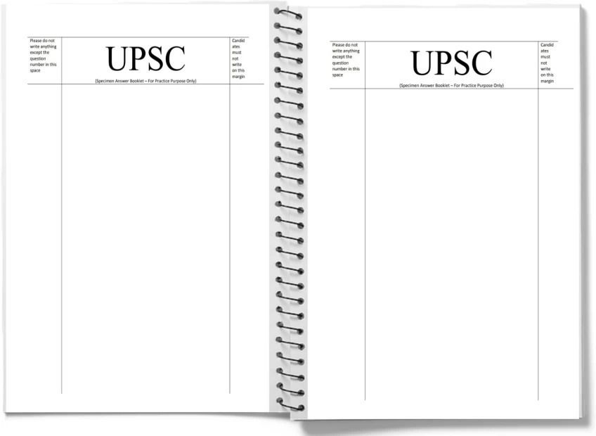 UPSC A4 Notebook SPIRAL Mains Answer Writing Booklet, 70 GSM Premium quality (transparent cover) 200 Pages