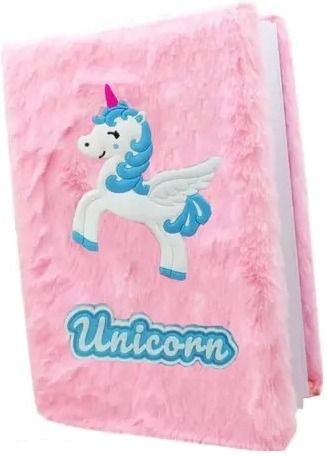 baba trader Unicorn Plush Notebook for Girls – Cute Pink Diary for Kids A5 Notebook Ruled 80 Pages-picture-15