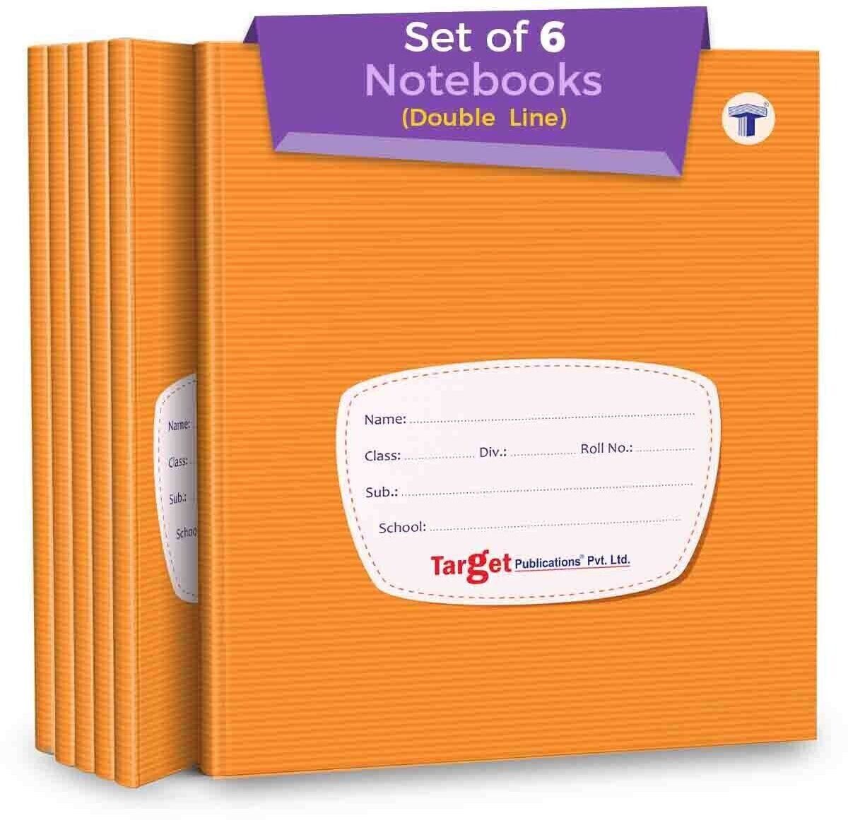 Target Double Line Notebooks | 172 Ruled Pages | Small Two Line Notebooks | Hindi Notebook | Hard Brown Cover | 15.5 cm x 19 cm Approx | Pack of 6 Books | For School, College and Office Use | GSM 58 Regular Notebook Double Line 1032 Pages-image-6
