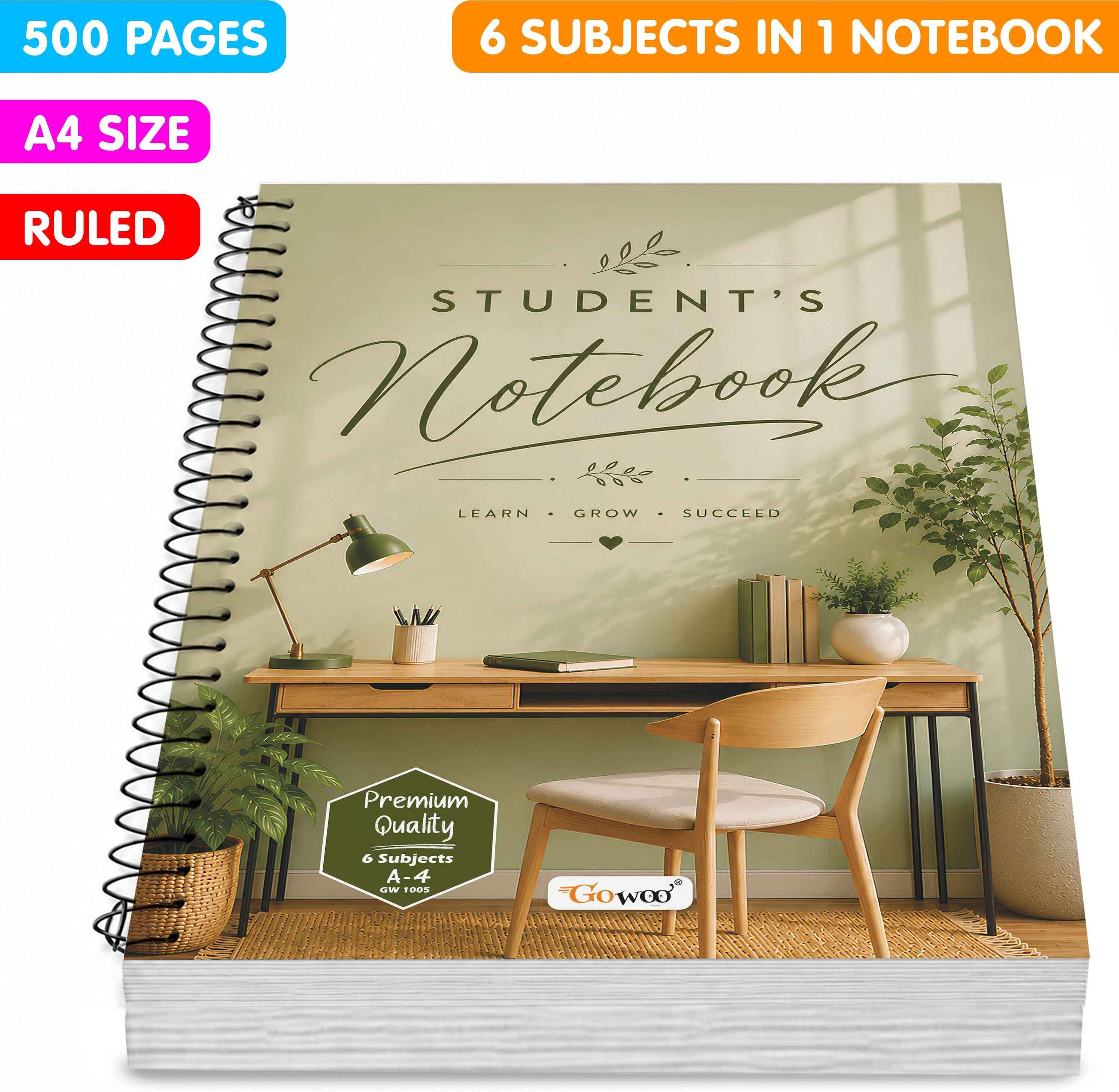 go woo A4 Size Modern Spiral Notebook | Stylish Notebook for School A4 Notebook Ruled 500 Pages-picture-30