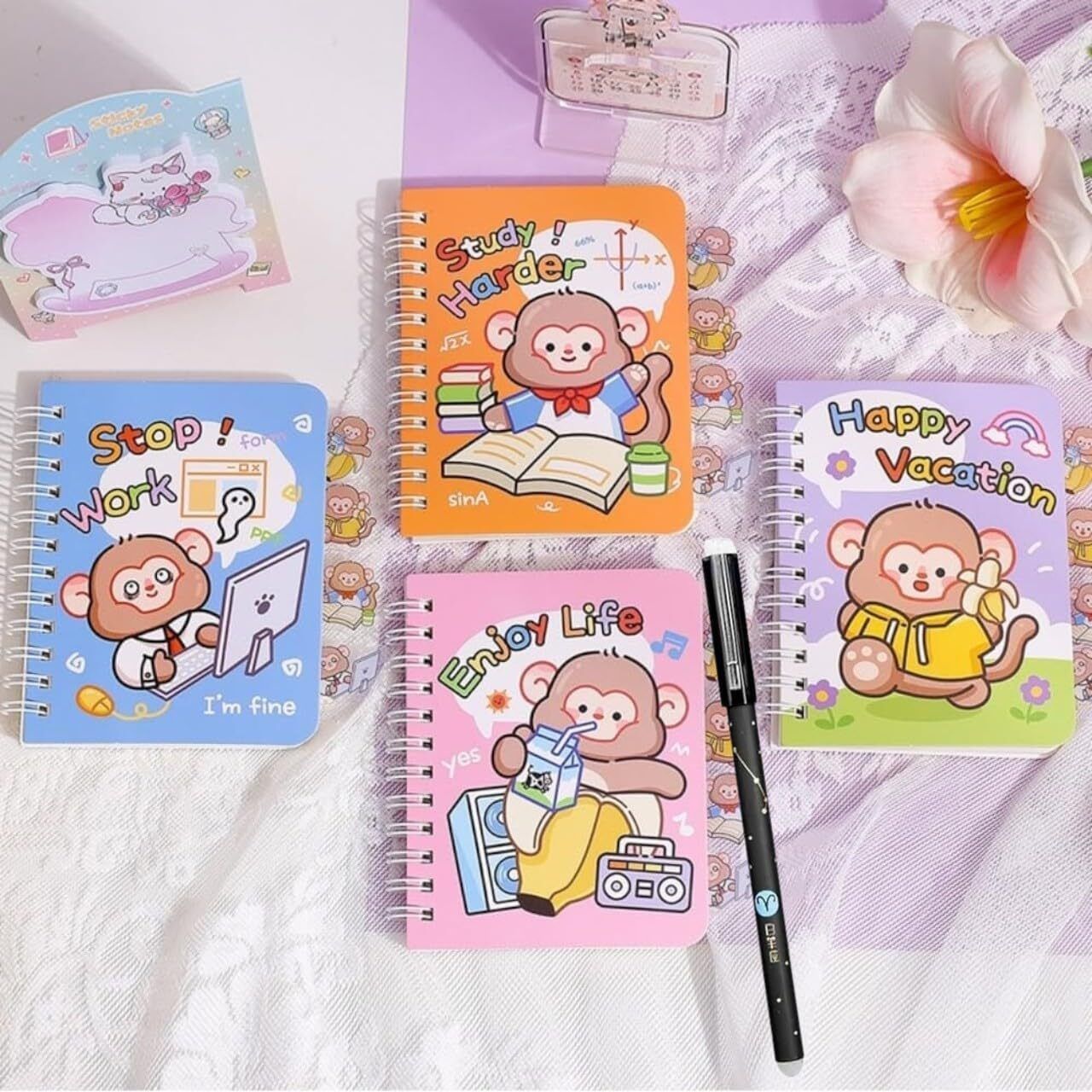 toyquzi Playful Monkey Diary A7 Diary ruled 120 Pages-picture-42