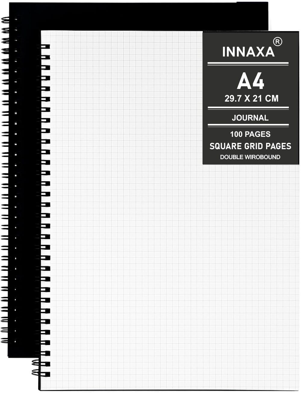 innaxa A4 Square Grid Black Spiral Notebook A4 Notebook Grid 120 Pages-picture-10
