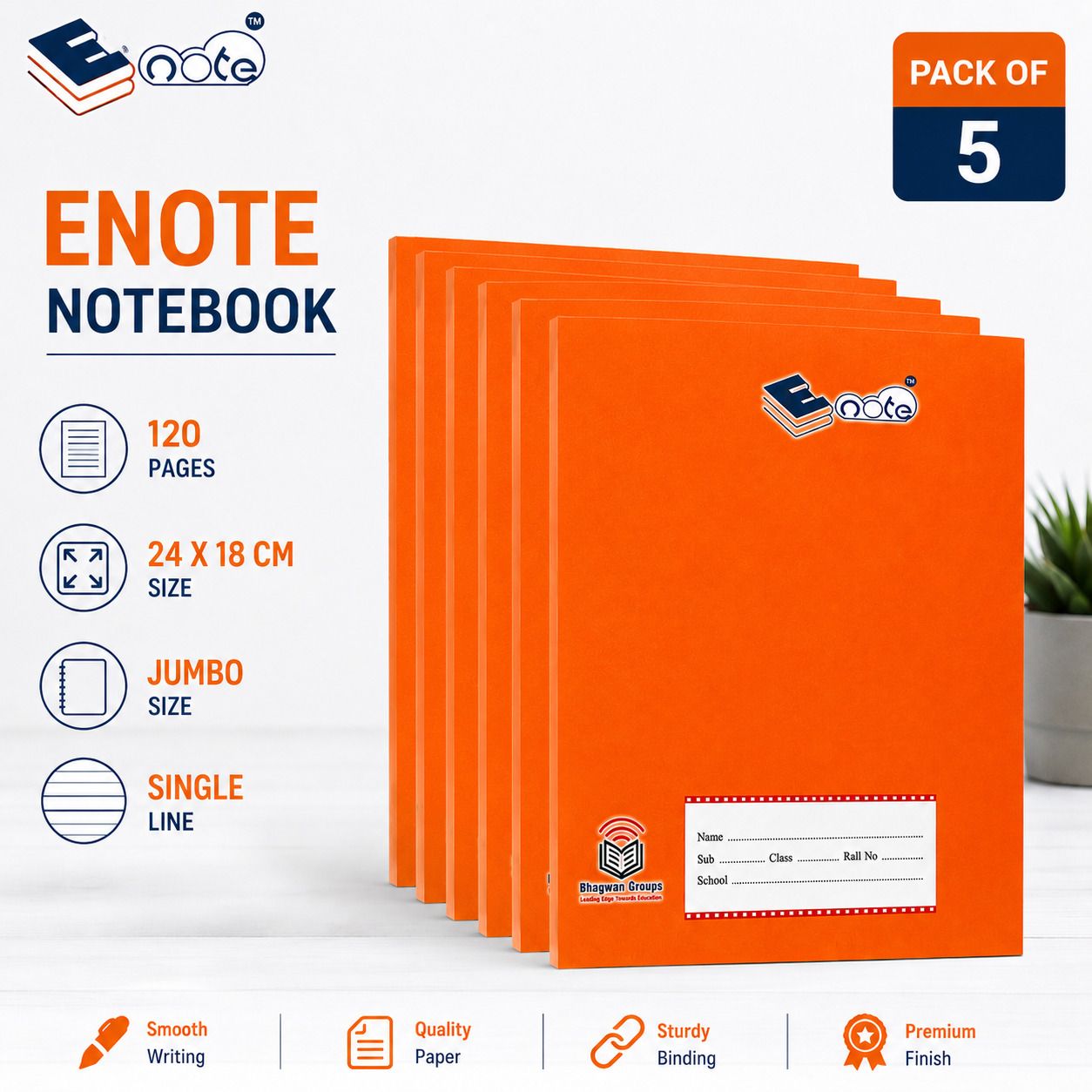 enote Soft Bound Jumbo Size 24x18 cm Regular Notebook Single Line 120 Pages-picture-26
