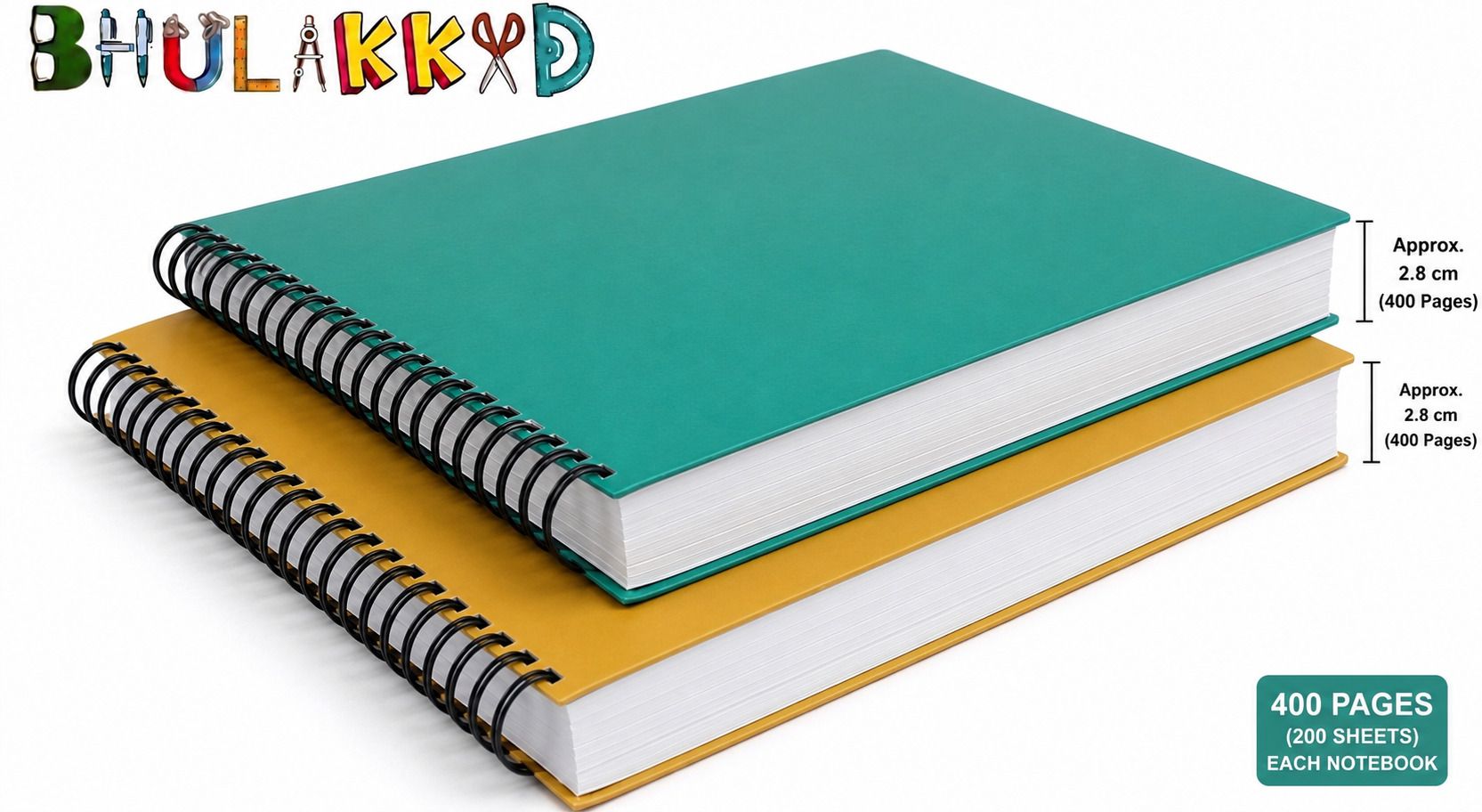 bhulakkad Unruled Spiral A4 Notebook Unruled 400 Pages-picture-35