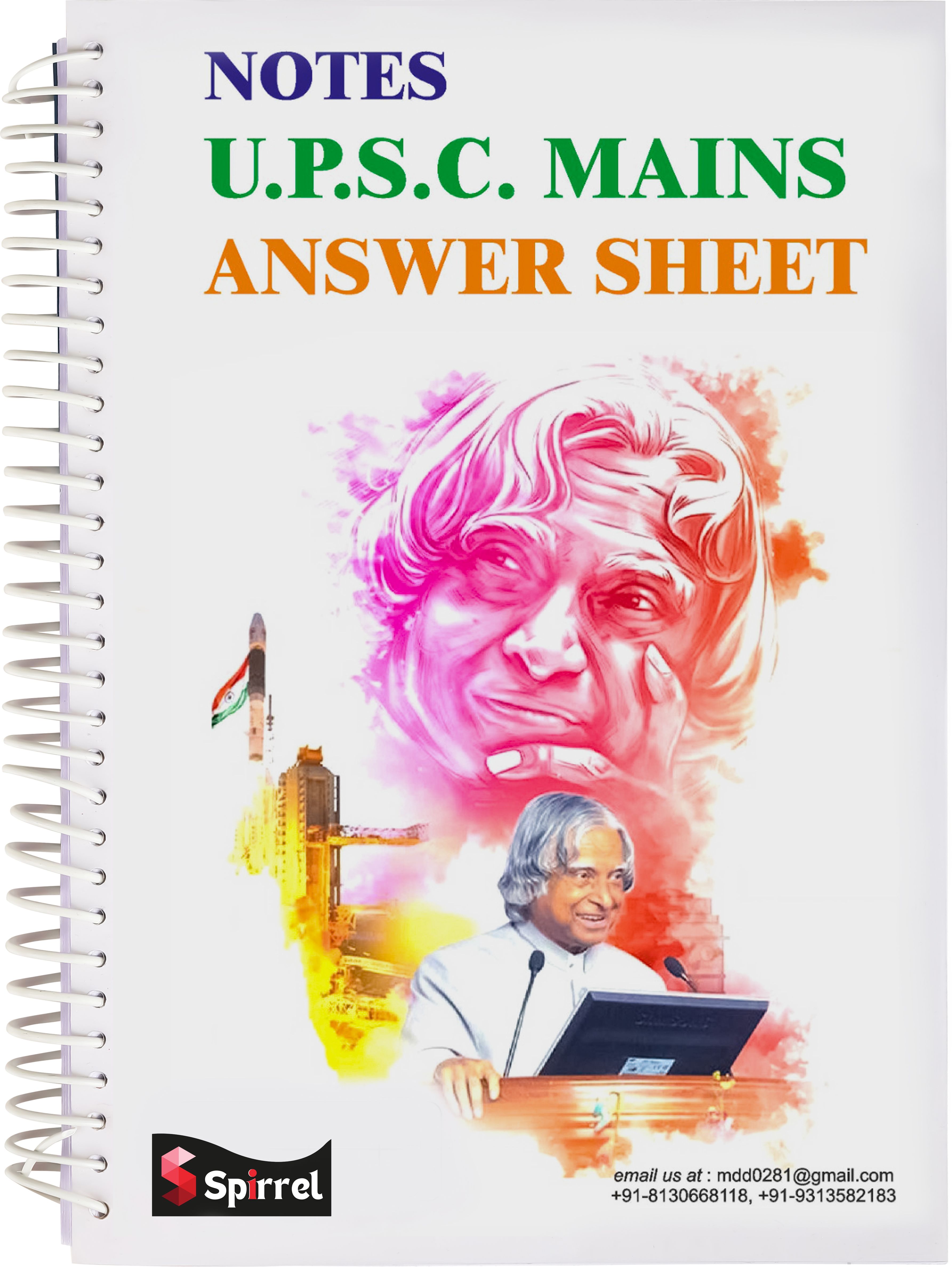 spirrel UPSC SPIRAL Mains Answer Writing Civil exam Booklet 70gsm A4 Notebook TRANSPARENT COVER 200 Pages-picture-23