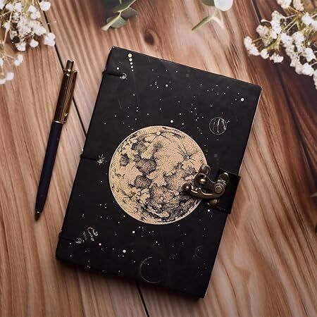 Vintage Moon Journal with Lock A5 Diary UNRULED 200 Pages-image-16