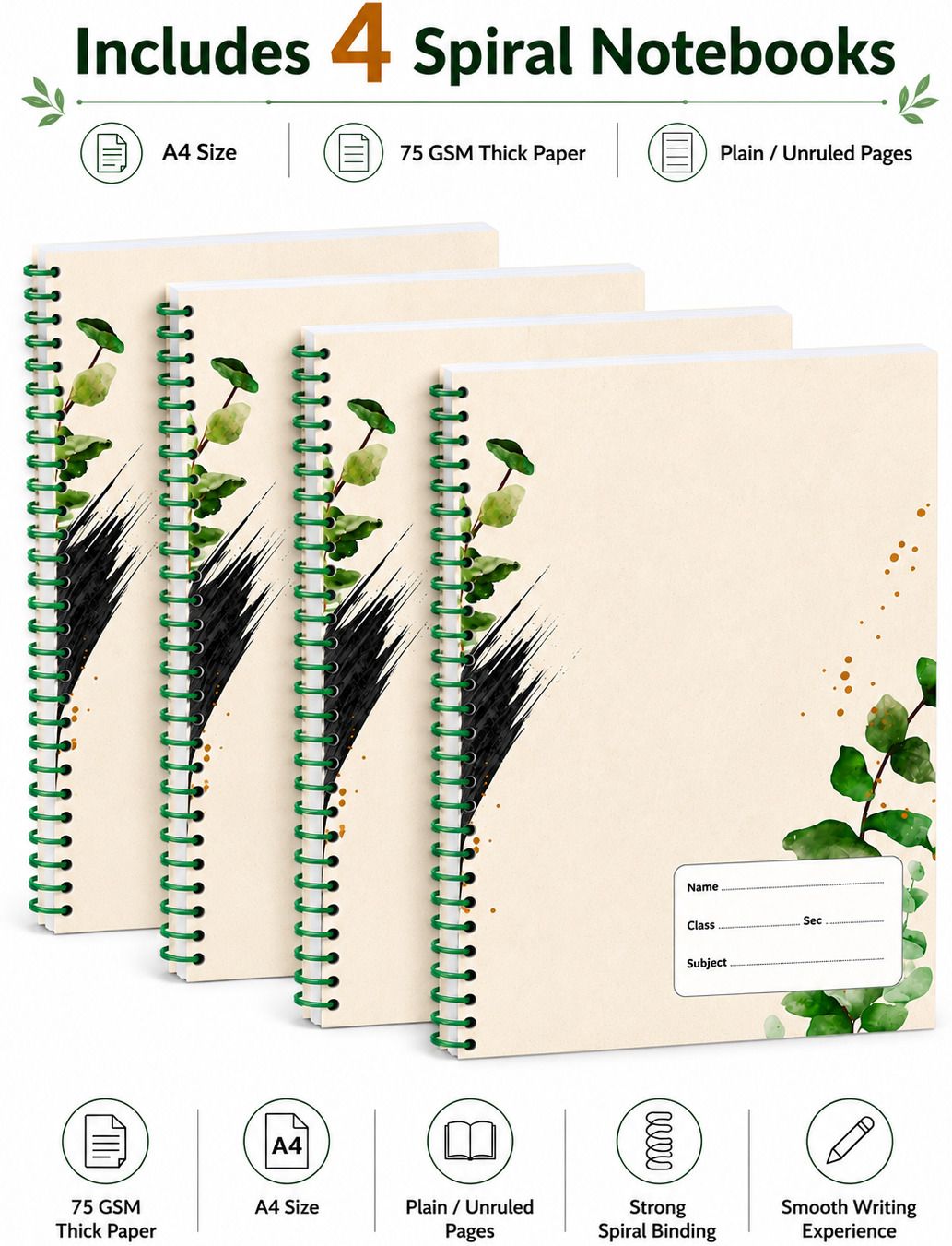 abc Nature Series Pack of 4 A4 Notebook Unruled 200 Pages-picture-13