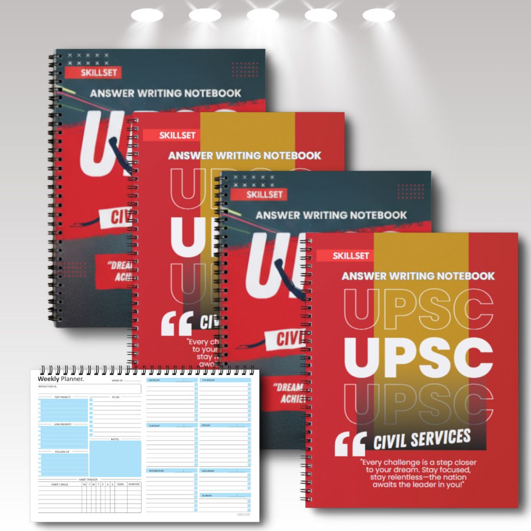 skillset Gel Pen Friendly UPSC Answer Copy | Thick Paper Pack of 4 (800 Pages) A4 Notebook Unruled 200 Pages-picture-39