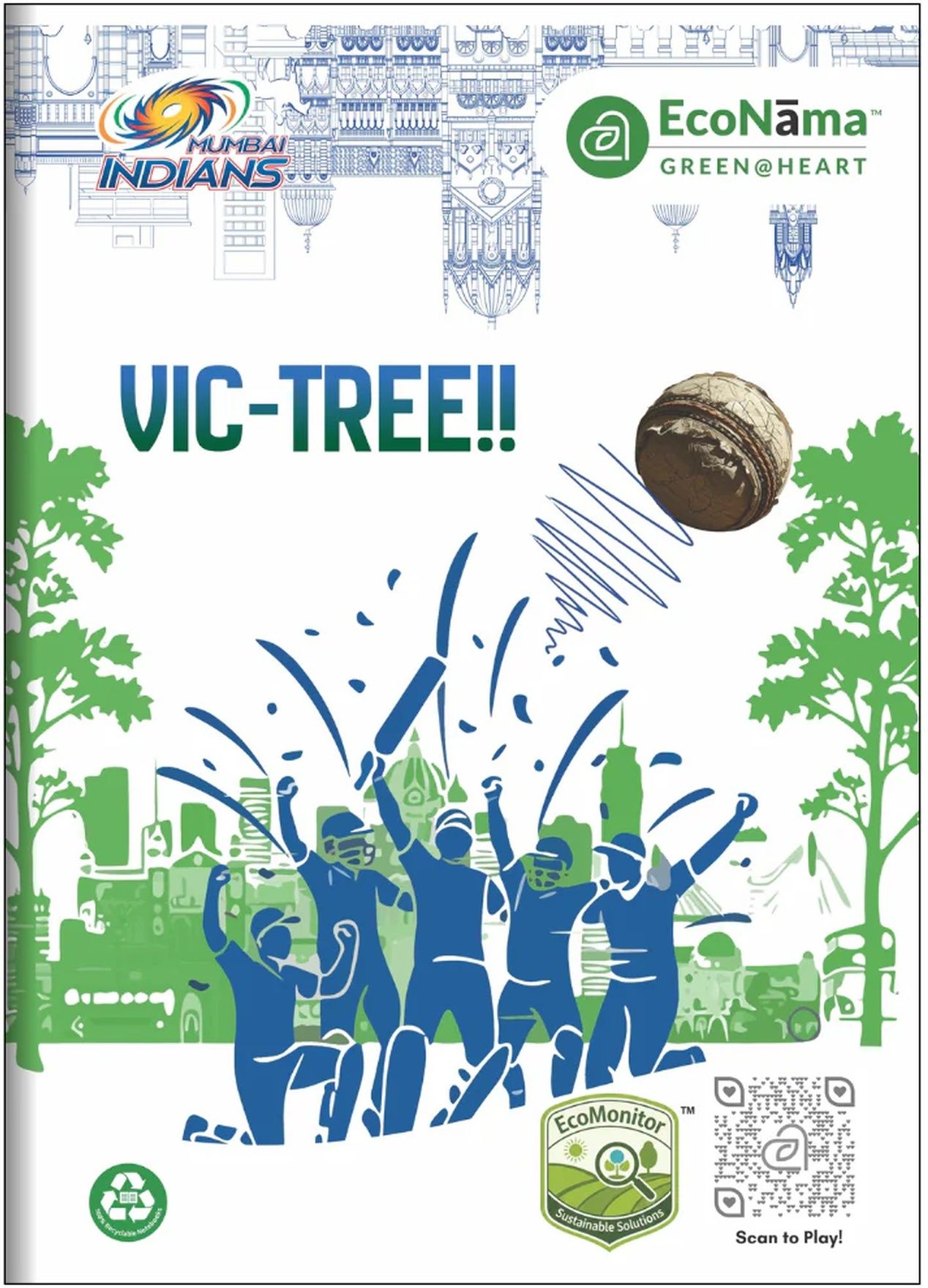 econama Eco-Monitor Mumbai Indians A4 Notebook 460 Pages Single Line Pack of 1 A4 Notebook Single Line 460 Pages-picture-11
