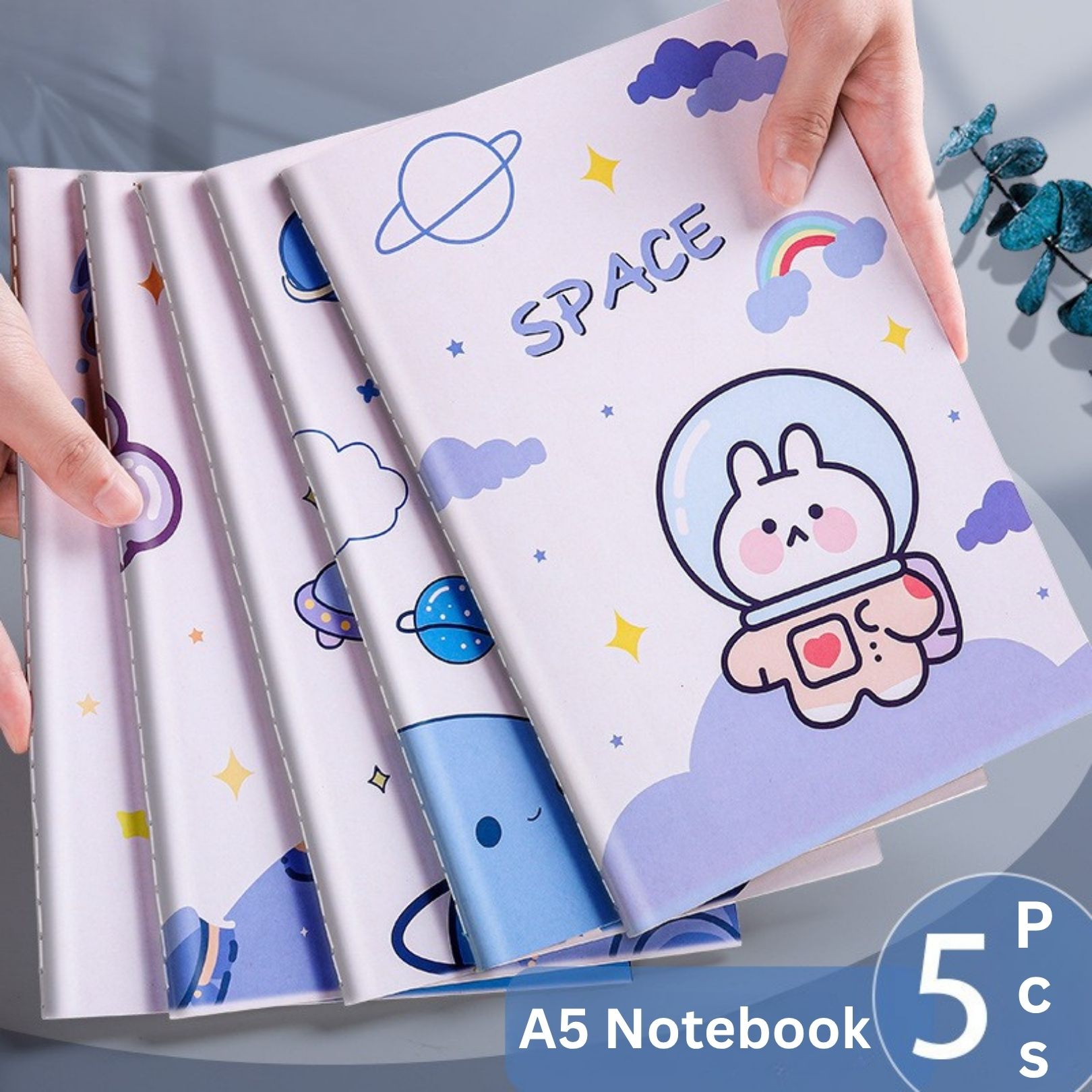 Space Theme Cartoon Notebook for Kids | A5 Notebook Soft Cover Writing Book for School 60 Pages-image-43