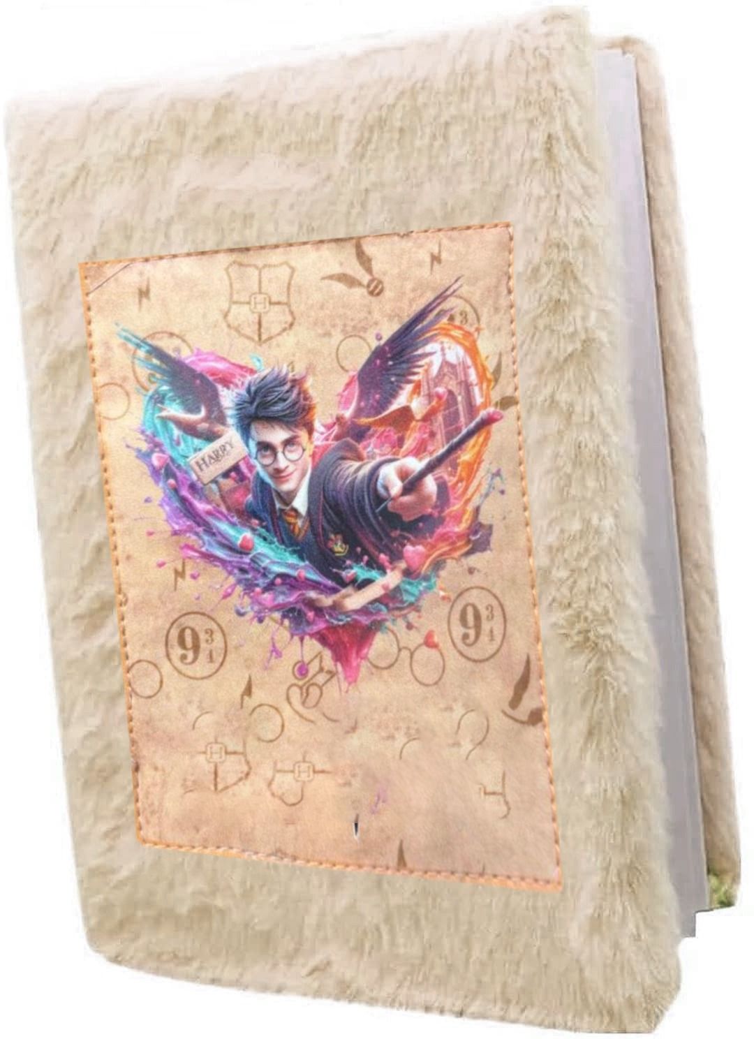 leovin A6 Harrry Pottterr Cute Furry Diary Notebook A6 Diary Fur 160 Pages-picture-1