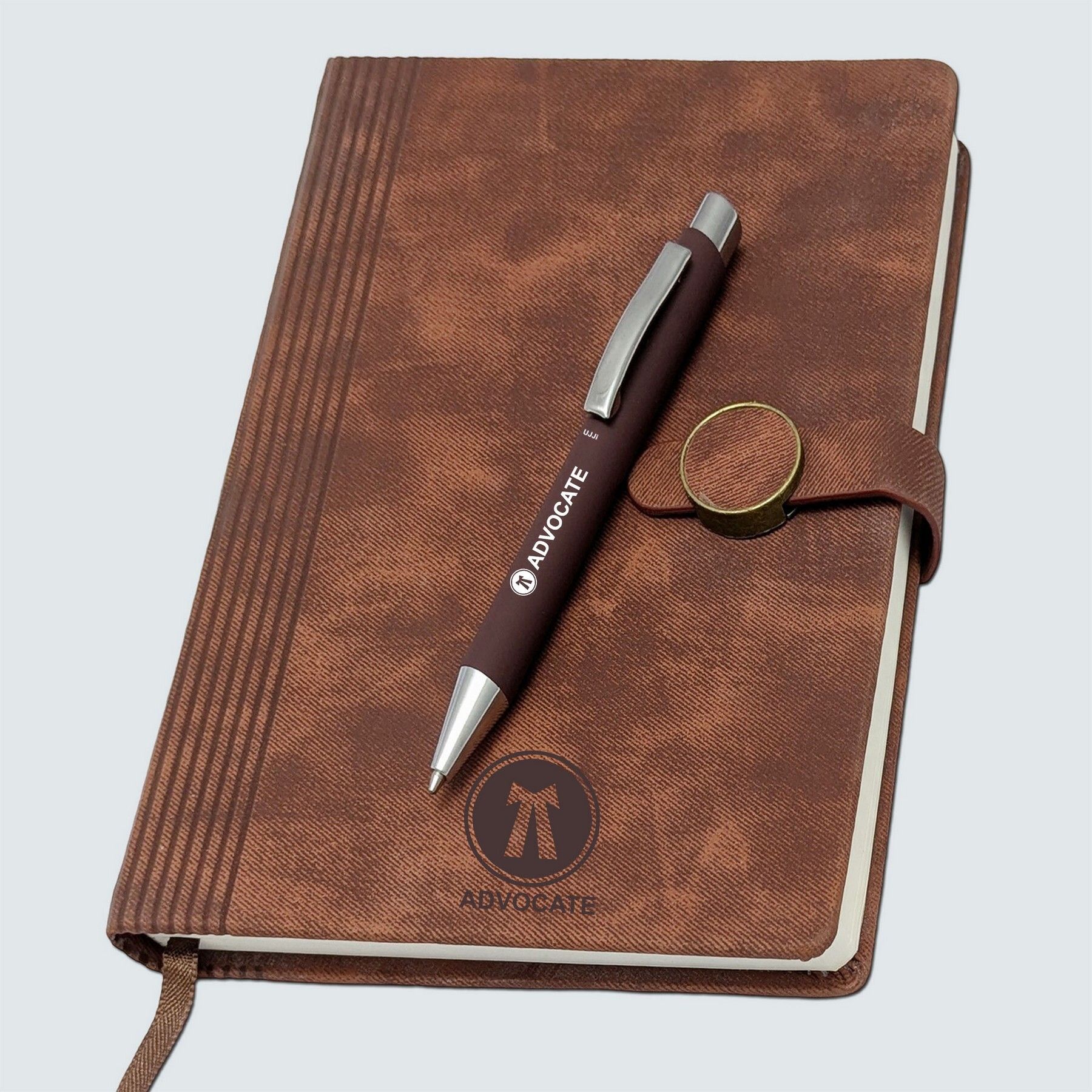 Advocate Professional Fabric Like PU Leather Journal with Pen, Brown A5 Notebook Ruled 192 Pages-image-27