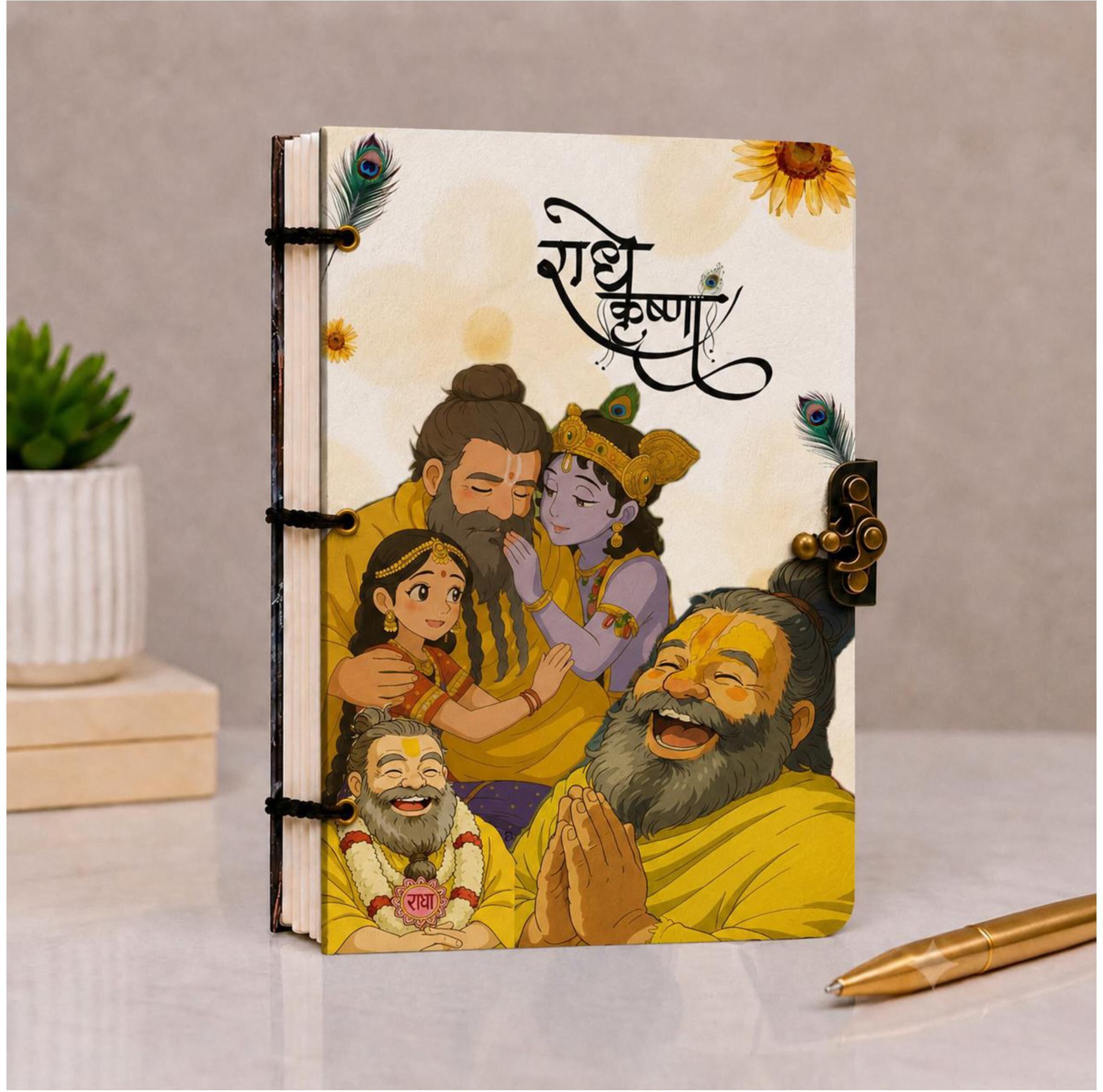CREATIVE HANDMADE DIGITAL PRINTED DIARY WITH METAL LOCK A5 Notebook Unruled 200 Pages-image-46