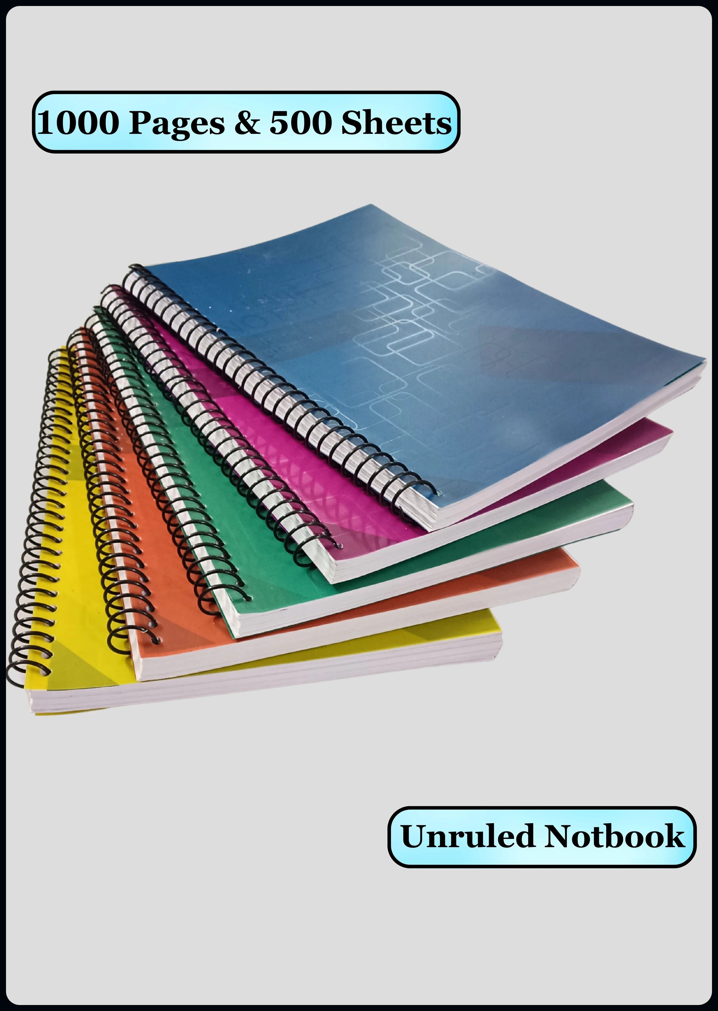 puvi Spiral Binding Long Notebook l Plain 75 GSM Notebook A4 Notebook Spiral Plain 1000 Pages, Each notebook 200 Pages-picture-13