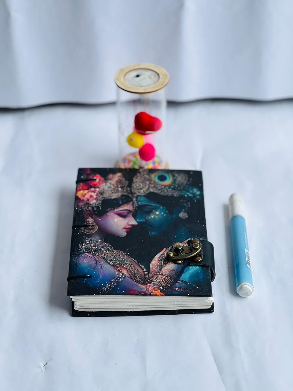 Radha Krishna Art Diary Recycle Handmade Paper| Gifting |Writing Pad Notebook Regular Diary yes 200 Pages-image-36