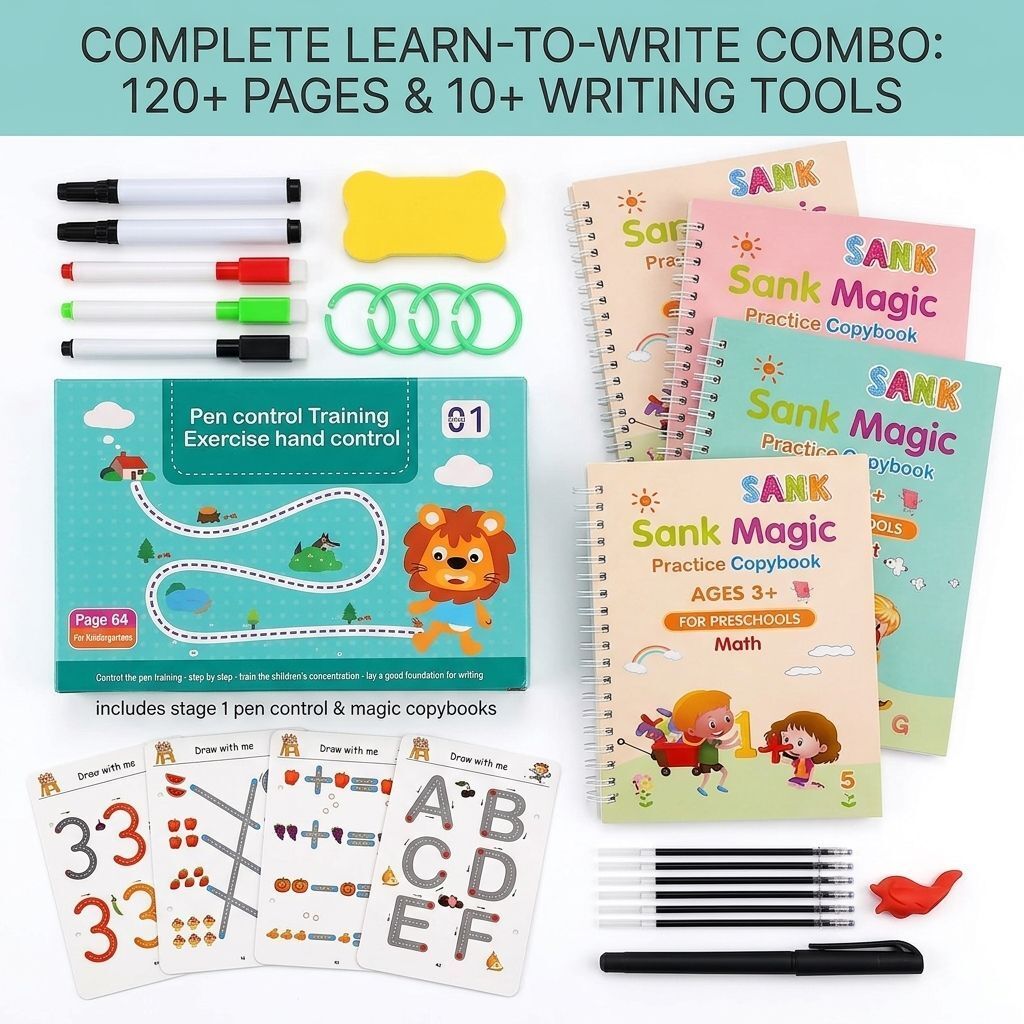 ketroosa Kids Magic Copybook Learning Set with Pen Control Training Book-picture-11