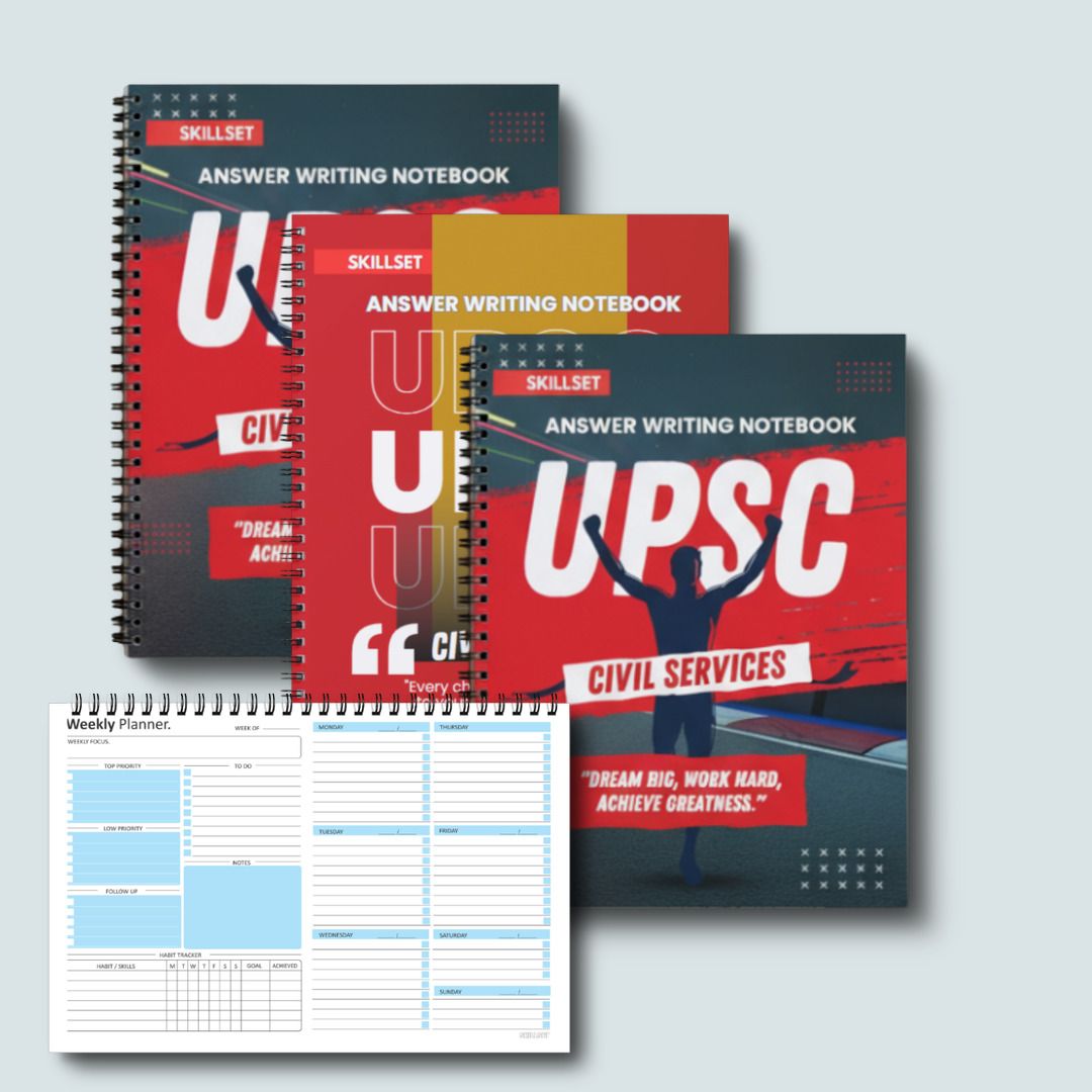 skillset UPSC Daily Answer Writing Copy Set of 3 | 200 Pages Each A4 Notebook Unruled 200 Pages-picture-16