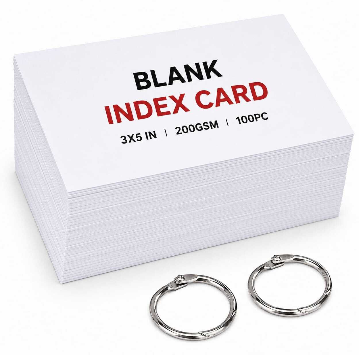 Index Flash Cards, 3x5in with 2 binding ring, 200gsm Assorted Note Pad Unruled 100 Pages-image-2