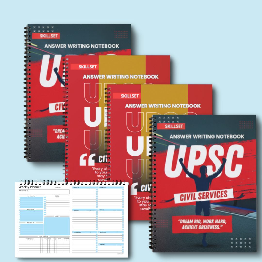 skillset IAS Mains Spiral Answer Booklet | 4 Pack Bundle (800 Pages Total) A4 Notebook Unruled 200 Pages-picture-10