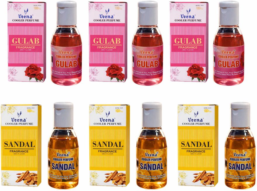 Veena Combo Cooler Perfume Gulab, Sandal Fragrance (25 ml) Pack of 6 Water Cooler, air cooler Diffuser-image-18