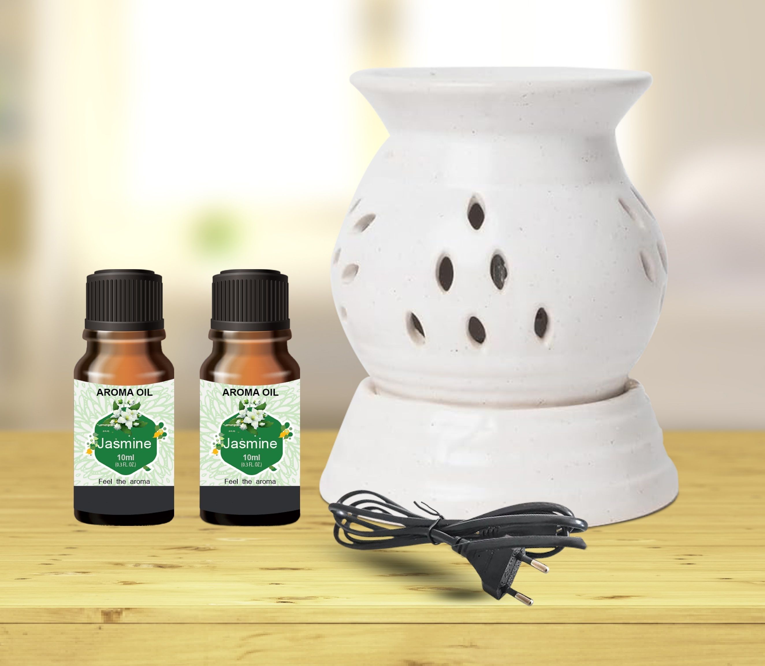 PEEPRESION Electric Round Oil Diffuser With 2-Jasmine Aroma Oil (10ml Each) Night Lamp | Home, Office, Spa, Bedroom, Club, Temple, Pub Bar, Gym Diffuser-image-40