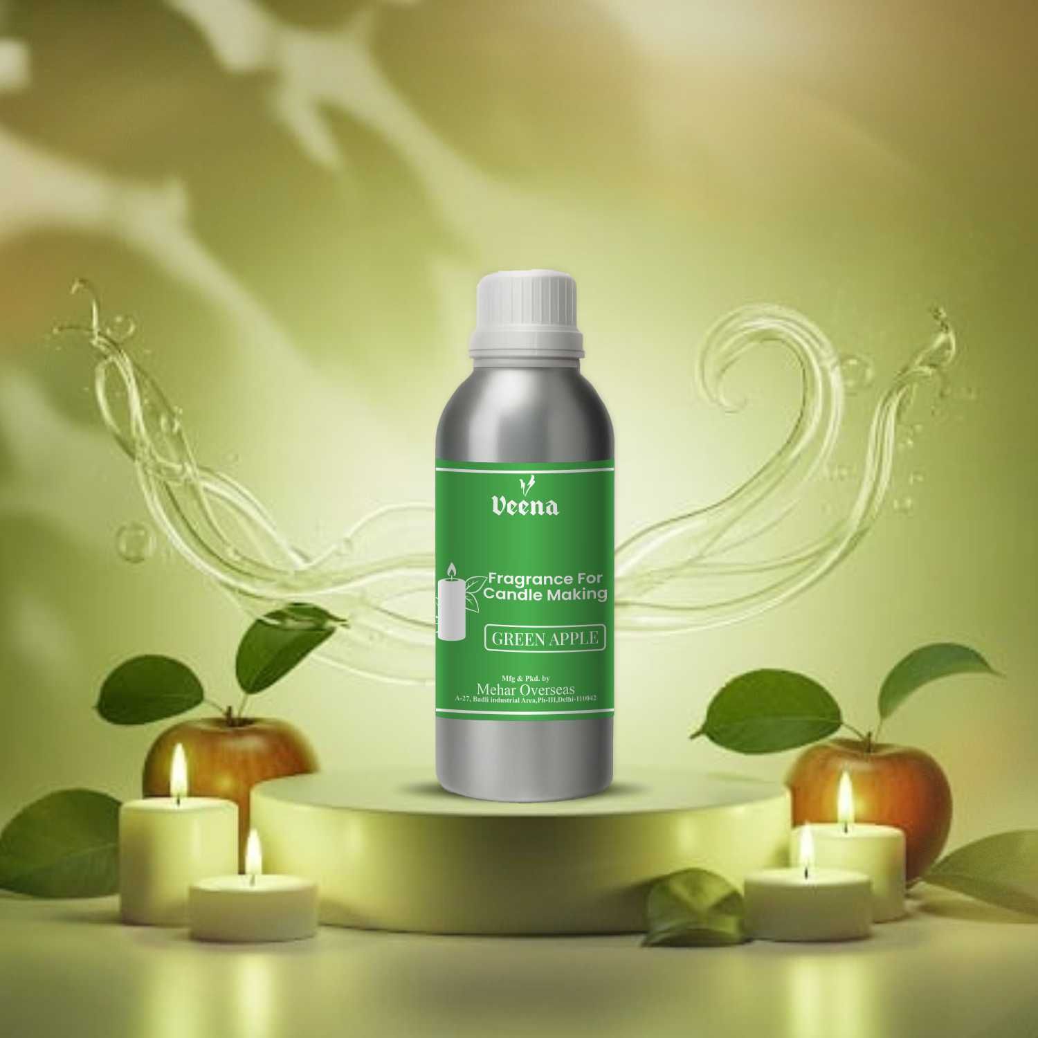 Veena Candle Making Perfume, Diffuser, Long Lasting Fragrance Green Apple 100 ml Room, Garden, Bedding Room, Office, Bar Fragrance Diffuser-picture-41