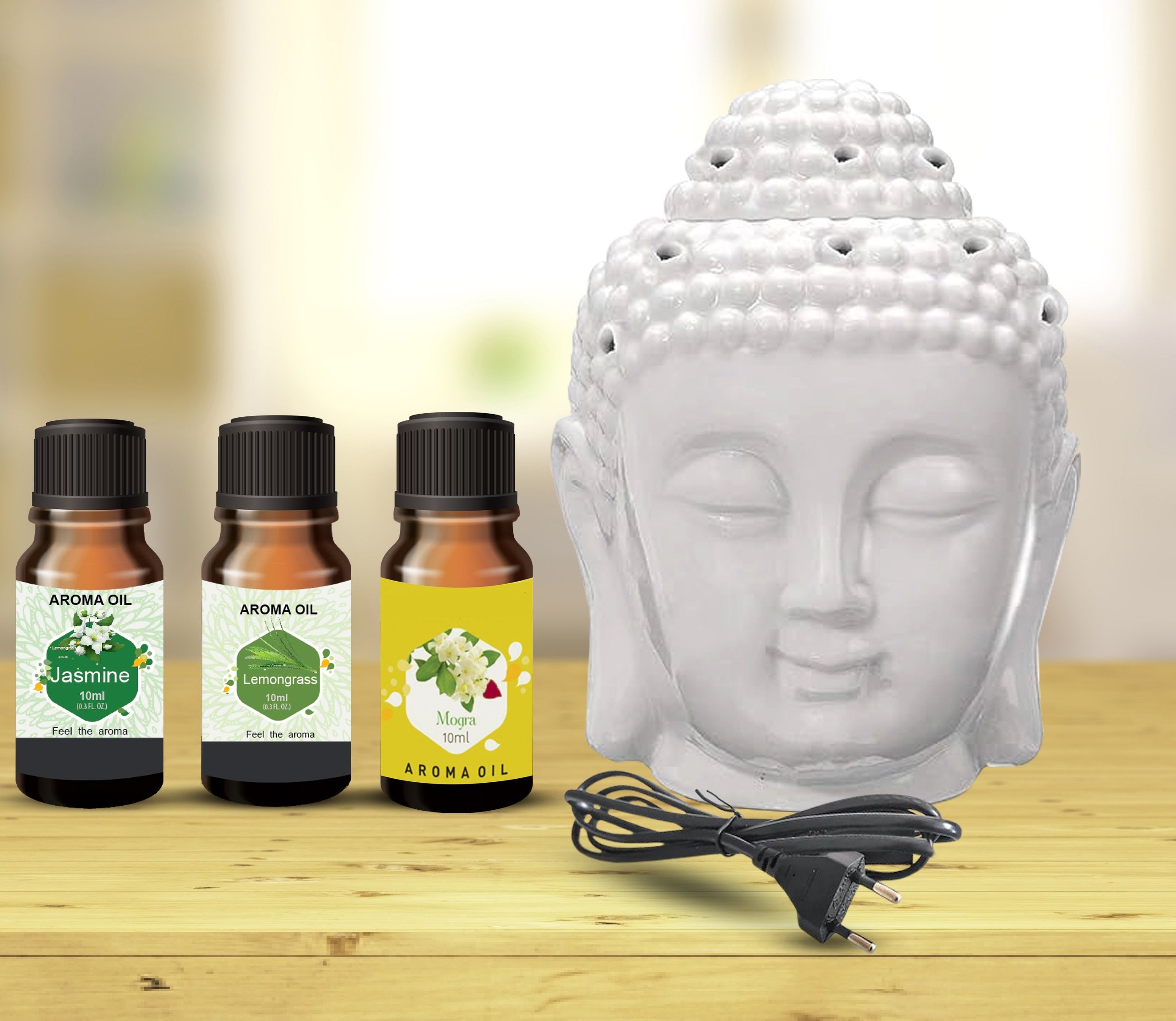 PEEPRESION A1-Ceramic Electric Buddha Head Diffuser With 3_Fragrance Scented Oil (10Ml Each Home, Office, Temple, Hotel, Club Diffuser-picture-20