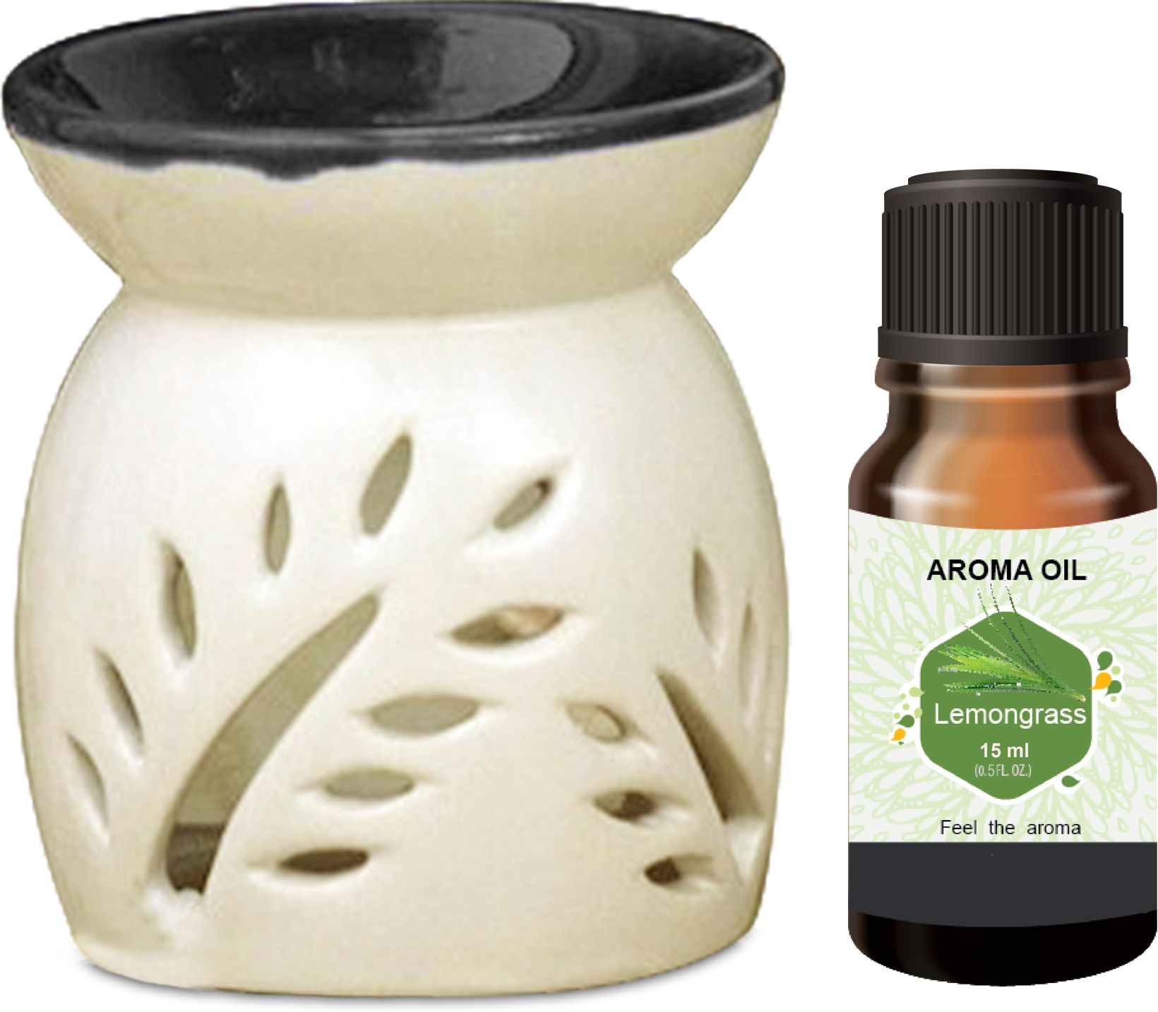 PEEPRESION Black Top Air Diffuser Burner With 1 Lemongrass Scented Aroma oil (15ml) Scented Air Diffuser Uses For Pub Bar, Office, Club, Studio, Conference Hall, Study Table Diffuser-image-1