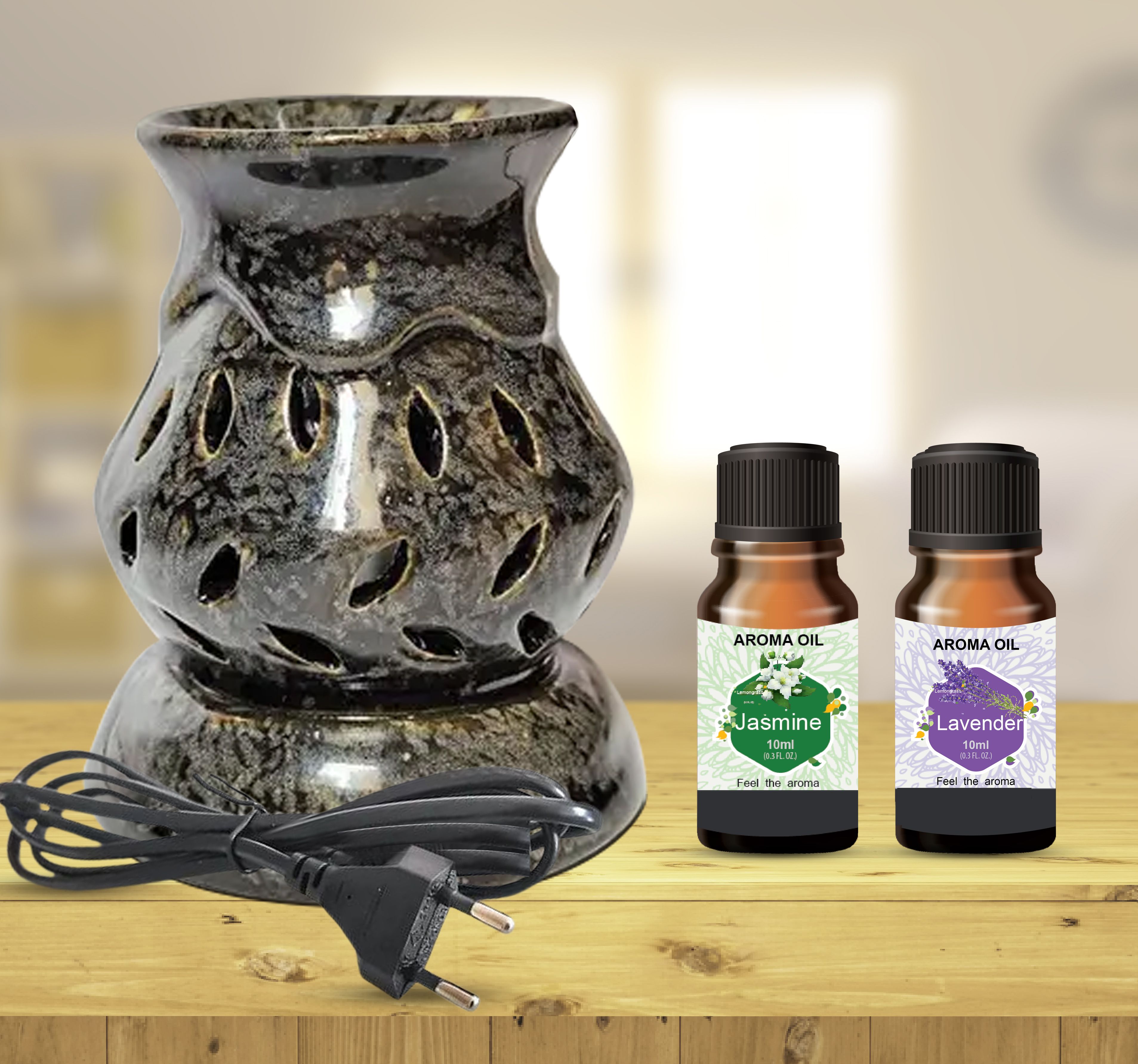 PEEPRESION Electric Air Diffuser Oil Burner With Scented Jasmine & Lavender Oil (10ml each) Suitable For Home, Office, Yoga, Temple, Bathroom, Studio, Meeting Room, Gym, Conference Hall Diffuser-image-23