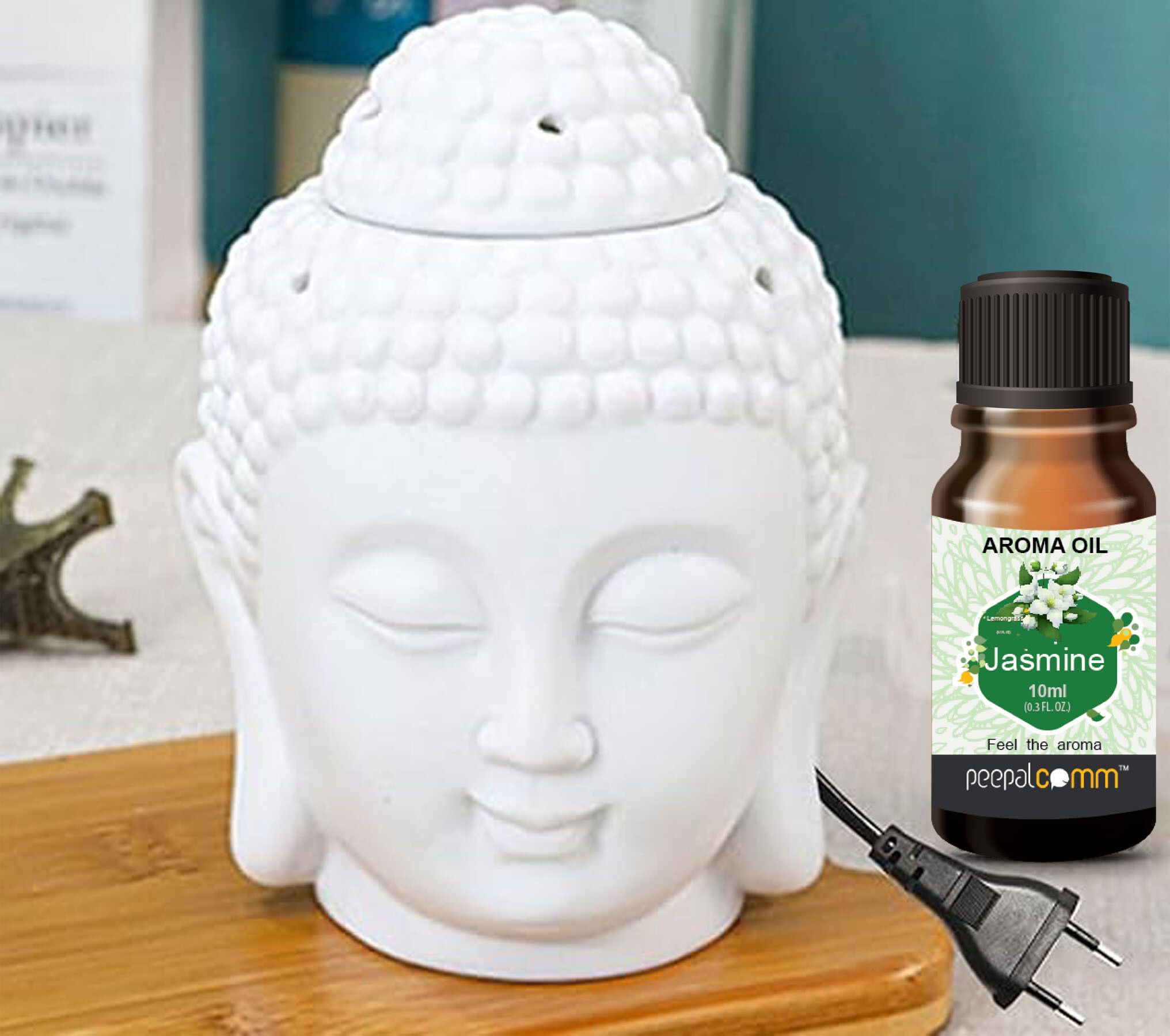 PEEPRESION Ceramic White Electric Buddha Diffuser & 1 Bottel Scented Jasmine Aroma Oil (10ml Each), Fragrance Your Home, Hotel, Bedroom, Club, Office, Relaxation, Body, Mind,Stress. Diffuser-picture-12