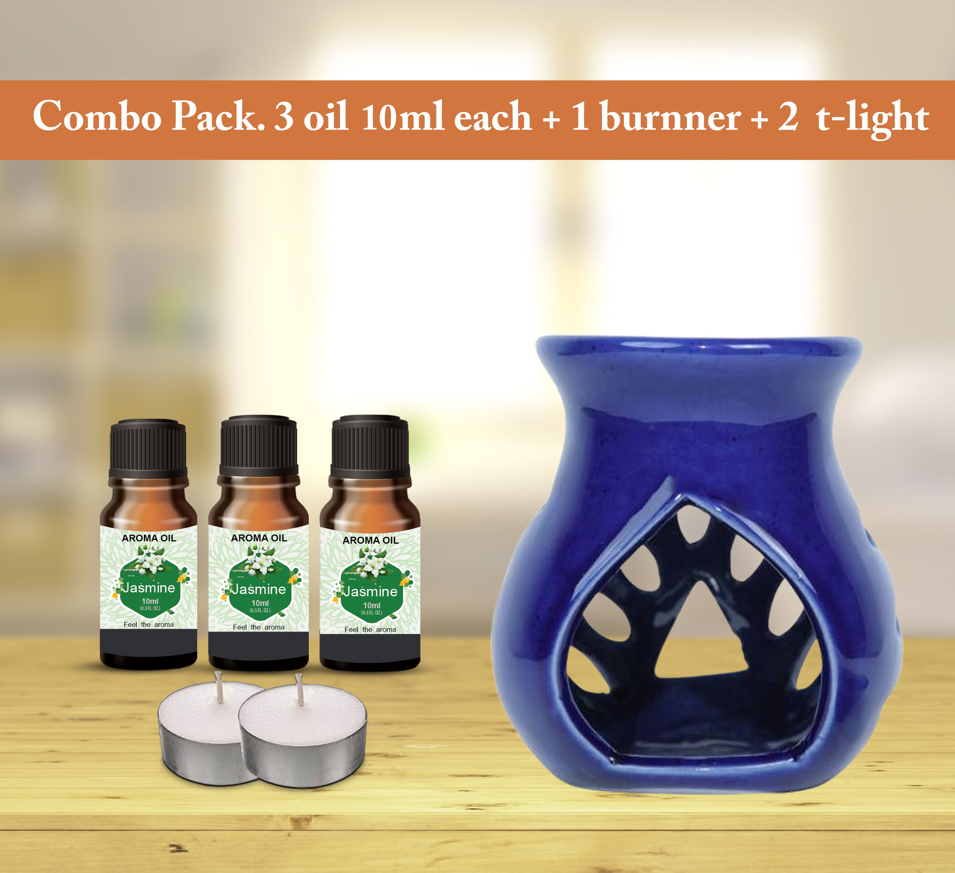 PEEPRESION Home Scented Oil Burner With 2T-light & 3 Jasmine Scented Oil(10ml Each) Home, Office, Spa, Hotel Diffuser-picture-21
