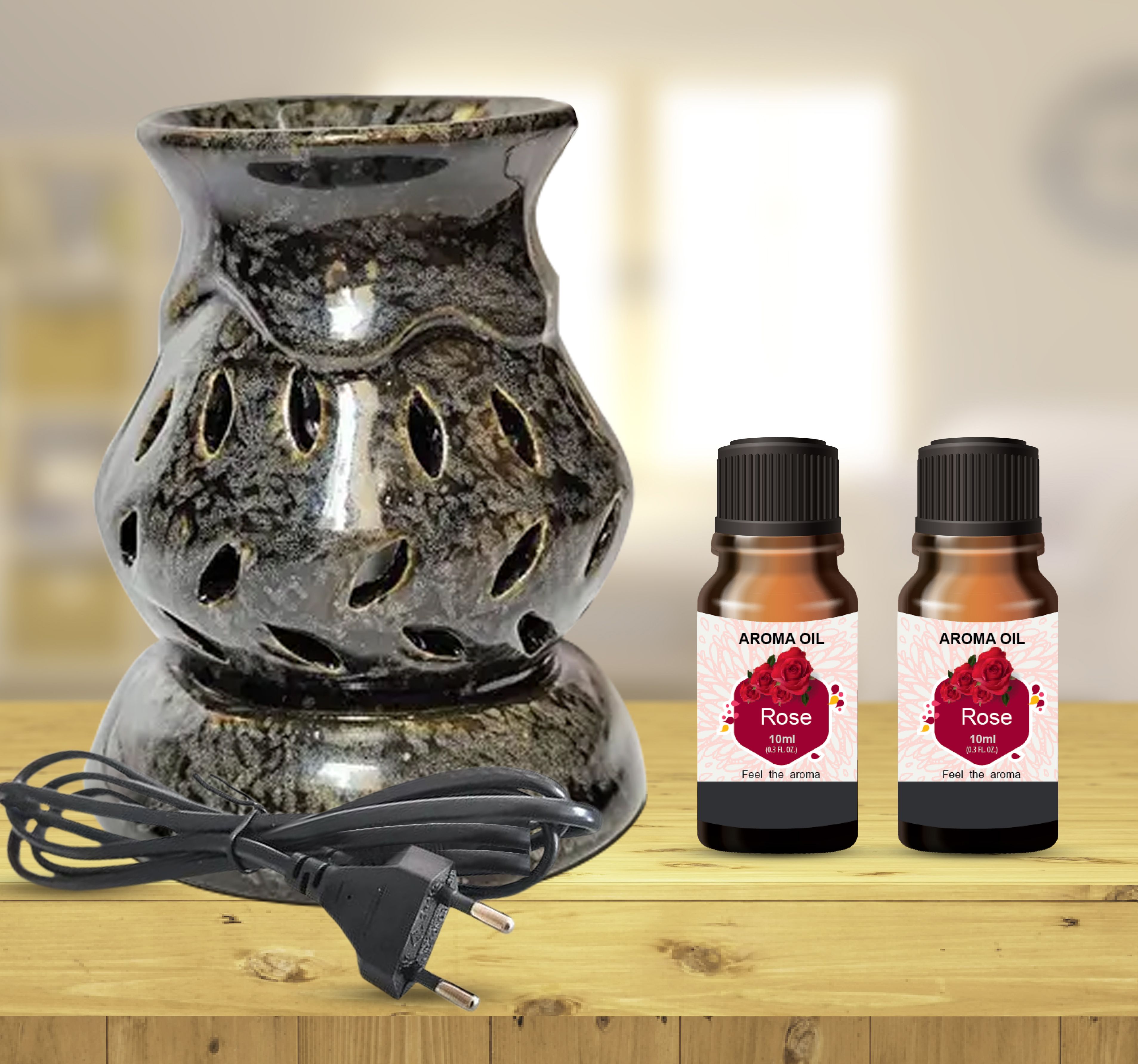 PEEPRESION Ceramic Electric Oil Burner With 2 Rose Aroma Oil (10ml Each) Fragrance Your Home, Office, Spa, Hotel, Conference Hall, Study Table, Parlour, Dinning Table Diffuser-image-13