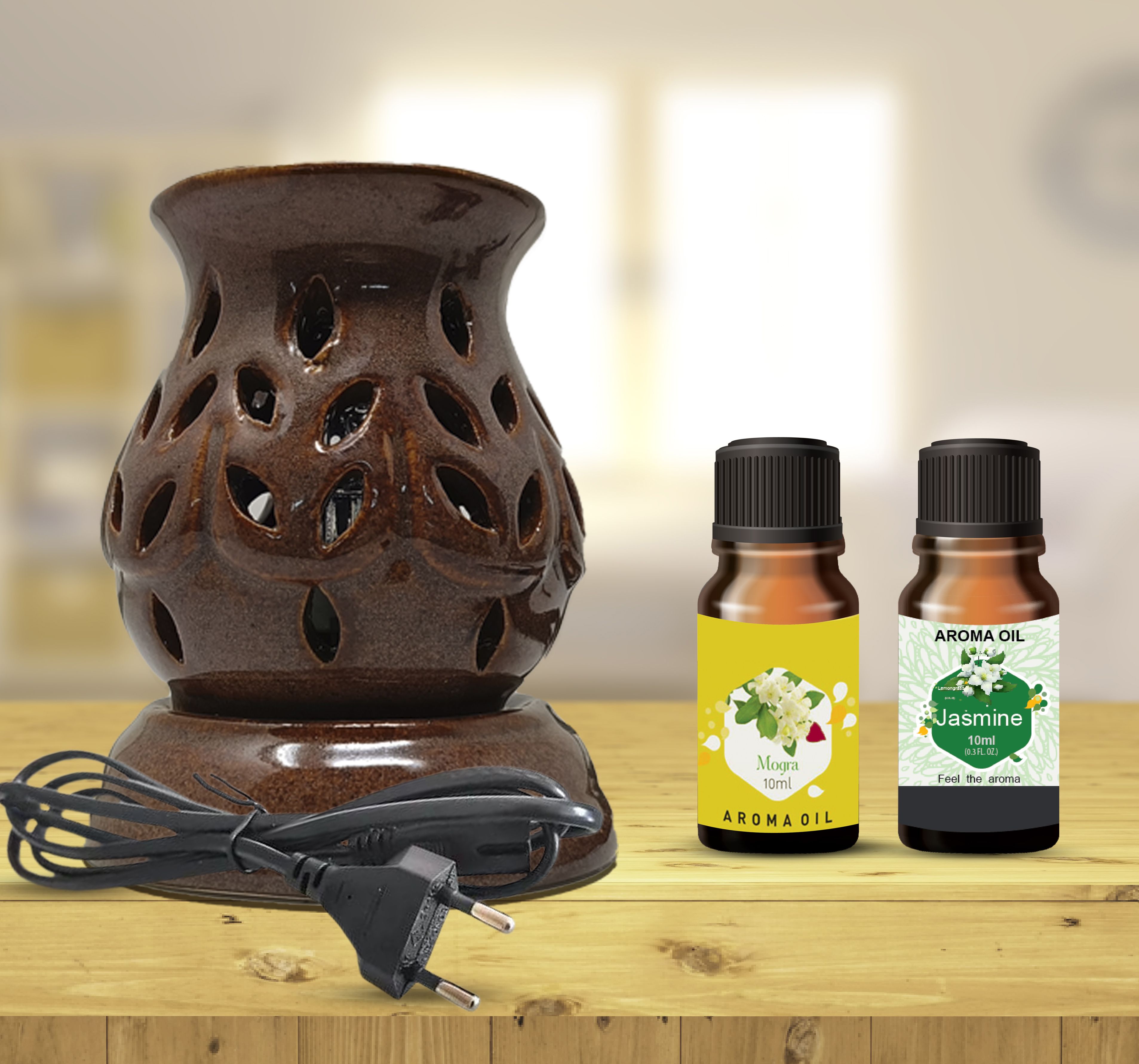 PEEPRESION Electric Fragrance Diffuser Oil Burner With Scented Mogra &Jasmine (10ml each) Home, Office, Yoga Diffuser-picture-40