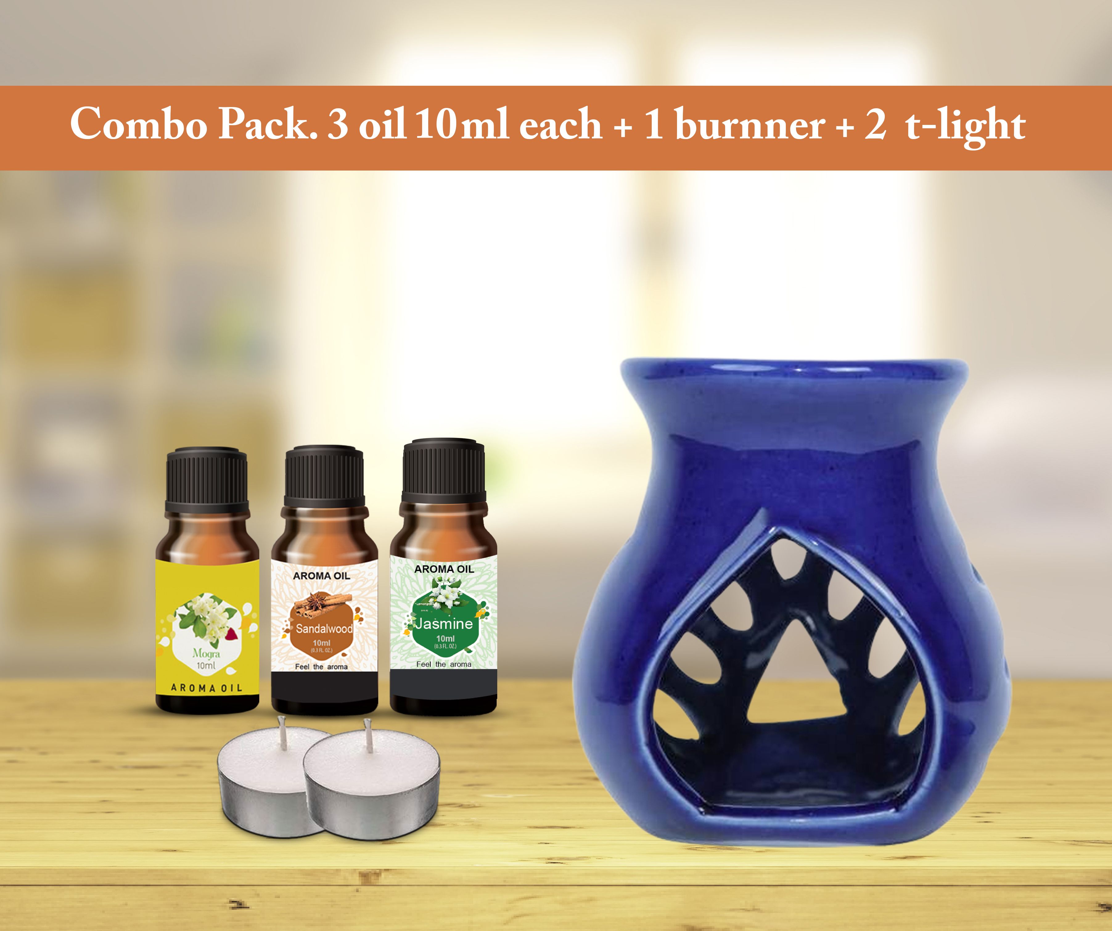 PEEPRESION Ceramic Oil Burner With(2T-light & 3 Fragrance Aroma Oil(10ml Each) Home, Office, Spa, Hotel Diffuser-picture-41