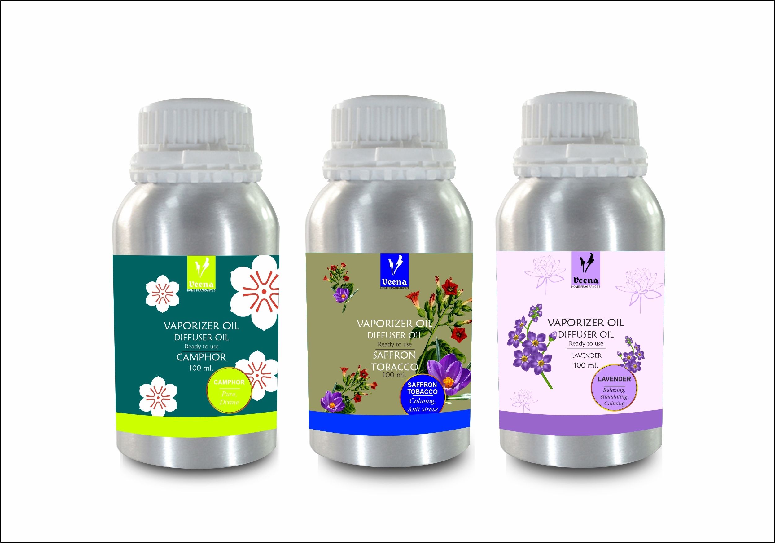 Veena Combo Aroma Oil Diffuser Camphor, Saffron Tobacco, Lavender Room Fragrance Room, Garden, Bedding Room, Office, Bar Fragrance Diffuser-picture-10