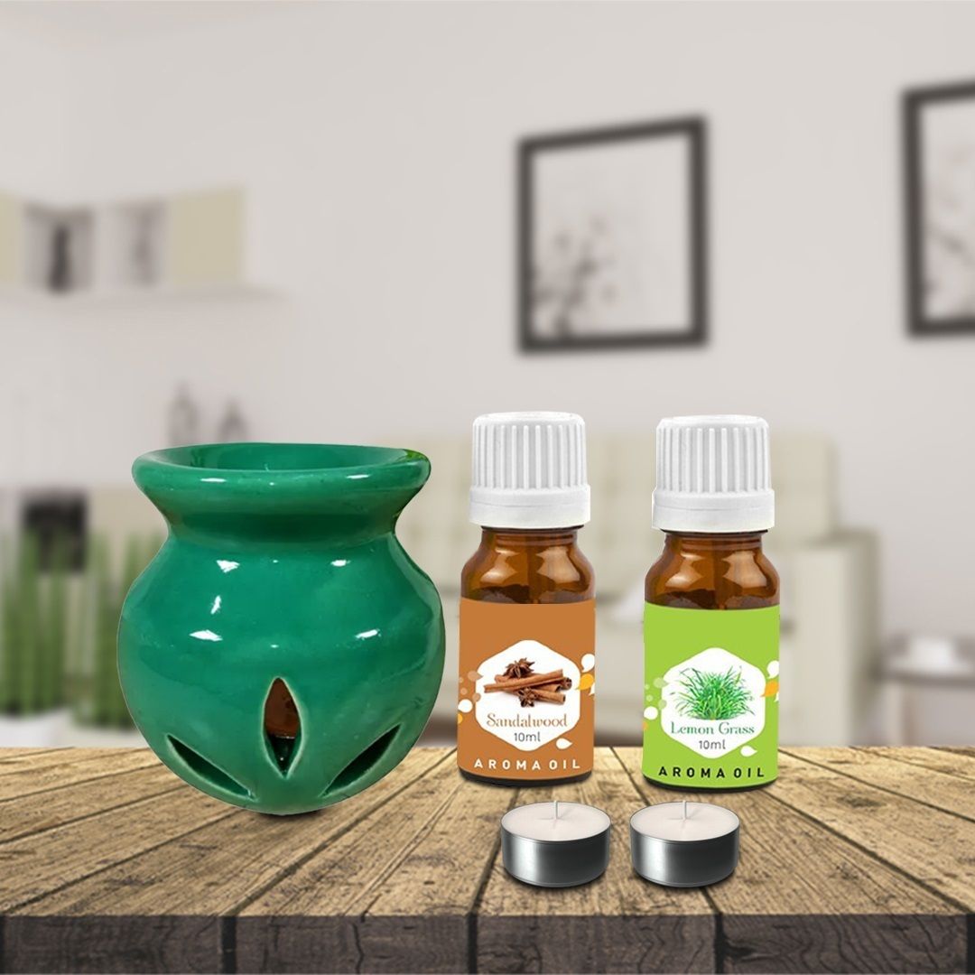 PEEPRESION Home Décor Air Burner With T-Light & Lemongrass Sandalwood Oil (10ml Each) Scented Air Diffuser For Home, Office, Temple, Bedroom, Club, Studio, Parlour Diffuser-image-6