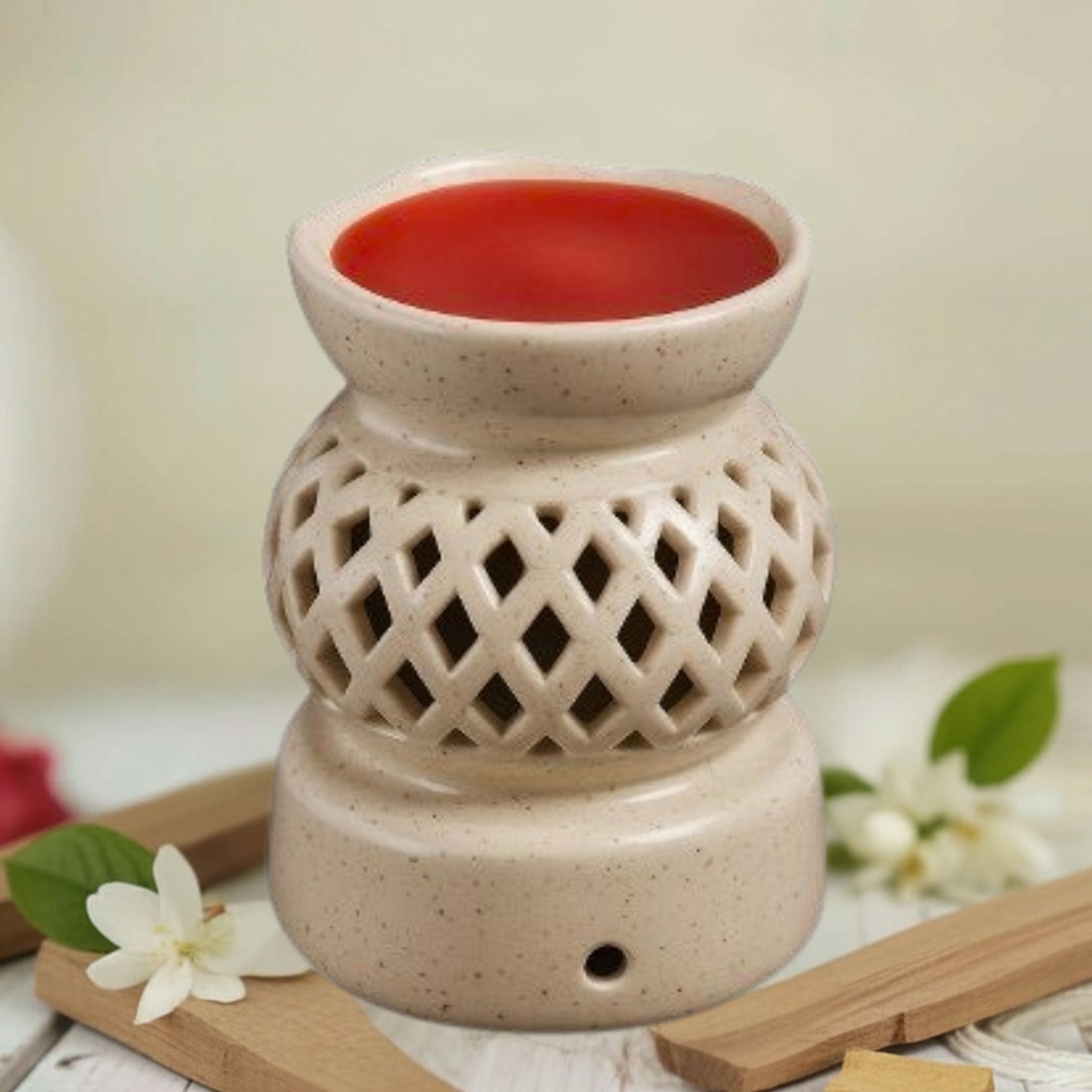 Rareity Sandalwood Aroma Melt, Ceramic Jaali Diffuser For Home Fragrance Oil Diffuser Hall and Small Room Diffuser-picture-14