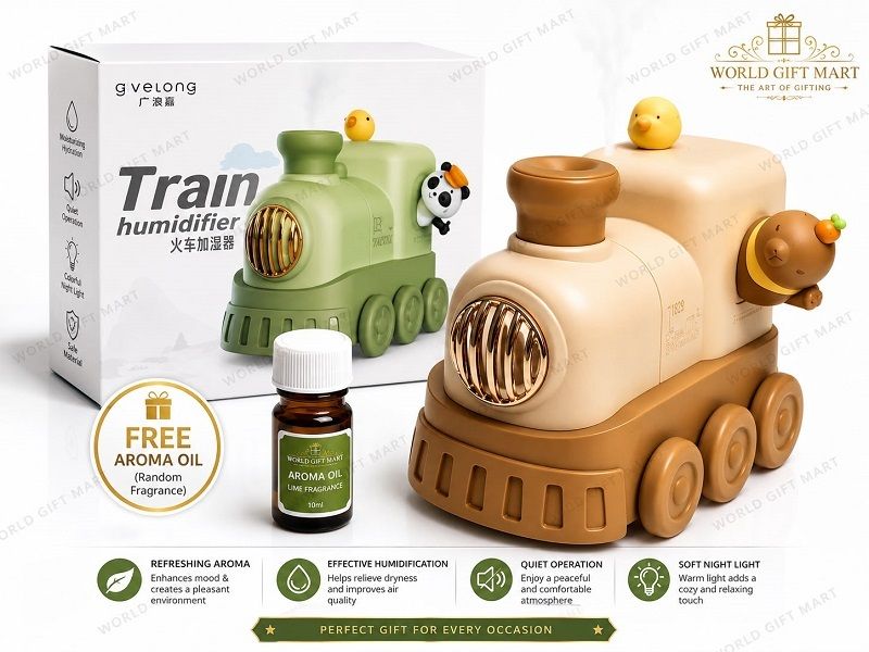 World Gift Mart Train Humidifier with Aroma Diffuser & Night Lamp | Cute Steam Engine USB Cool Room Air Purifier Diffuser-picture-19