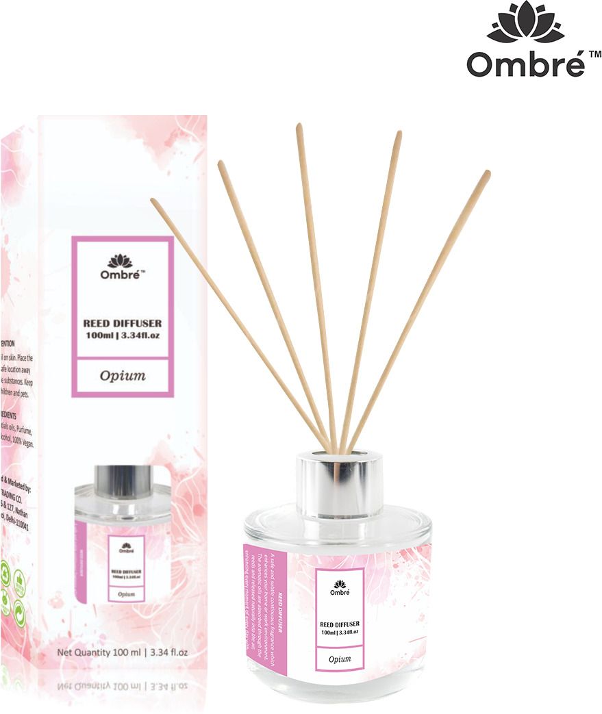 Ombre Reed Diffuser-100ml With 5 Natural Sticks. Ideal for Office Cabins, Home, Office, Whashrooms,Room, Brings Peace and Happiness . Diffuser-image-3