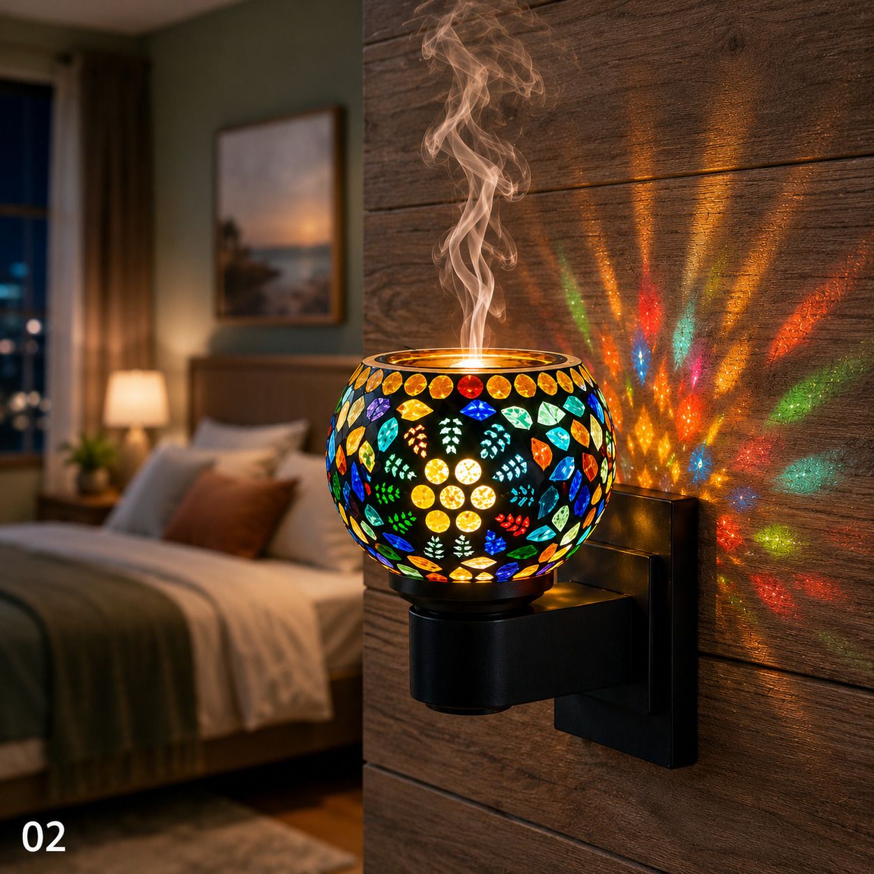 VELRON Electric Fragrance Diffuser Lamp Mosaic Glass Aroma Oil Burner Night Light Home Bedroom Living Room Office Spa Meditation Room Diffuser-image-48
