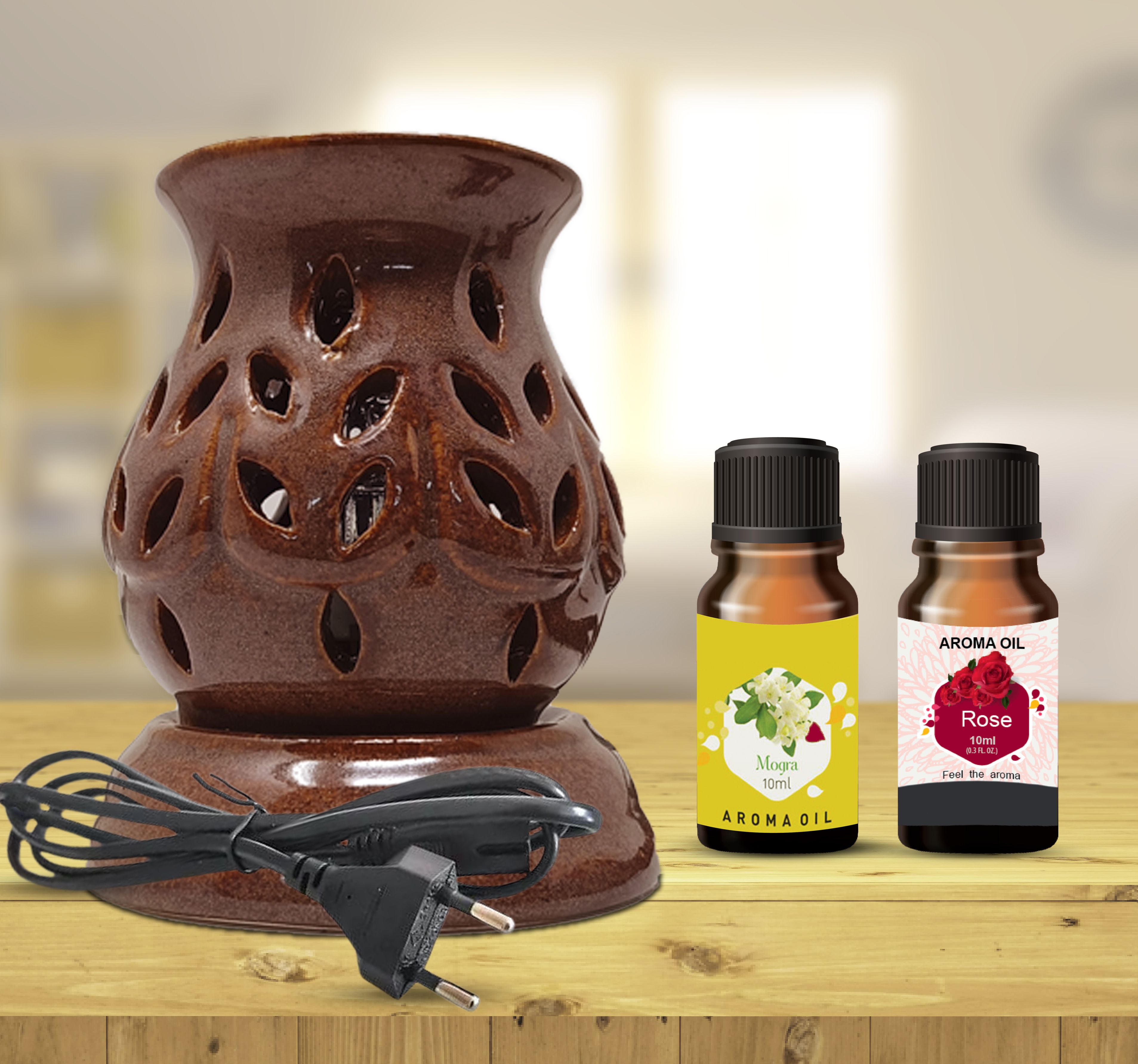 PEEPRESION Ceramic Electric Fragrance Diffuser Oil Burner Mogra and Rose 10 ml Each Home, Office, Yoga, Bedroom Diffuser-picture-30
