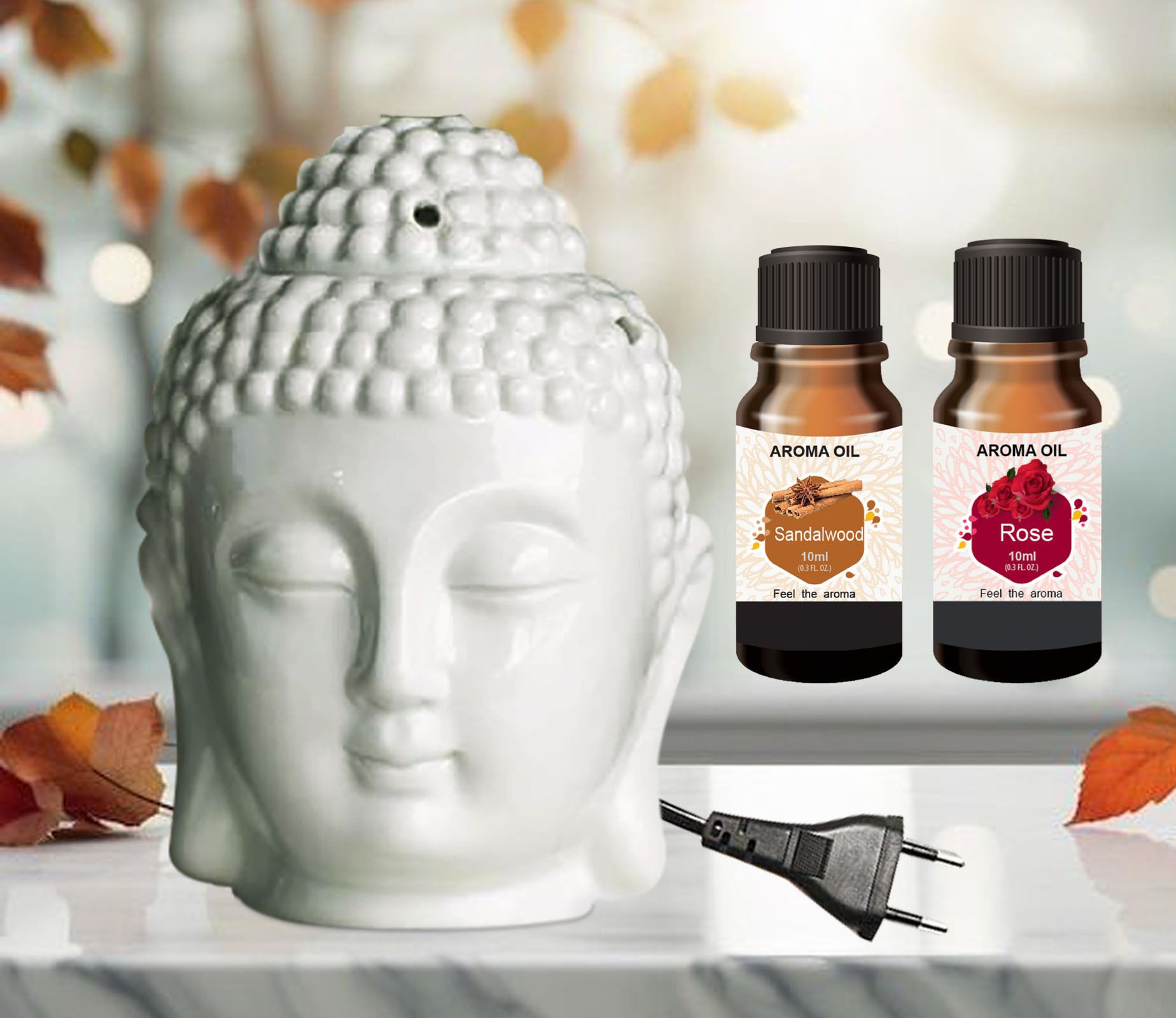PEEPRESION Air Freshner Electric Buddha & 2 Bottel Scented Sandalwood,Rose Aroma Oil (10ml Each), Fragrance Your Home, Hotel, Bedroom, Club, Office, Relaxation, Body, Mind,Stress. Diffuser-picture-40