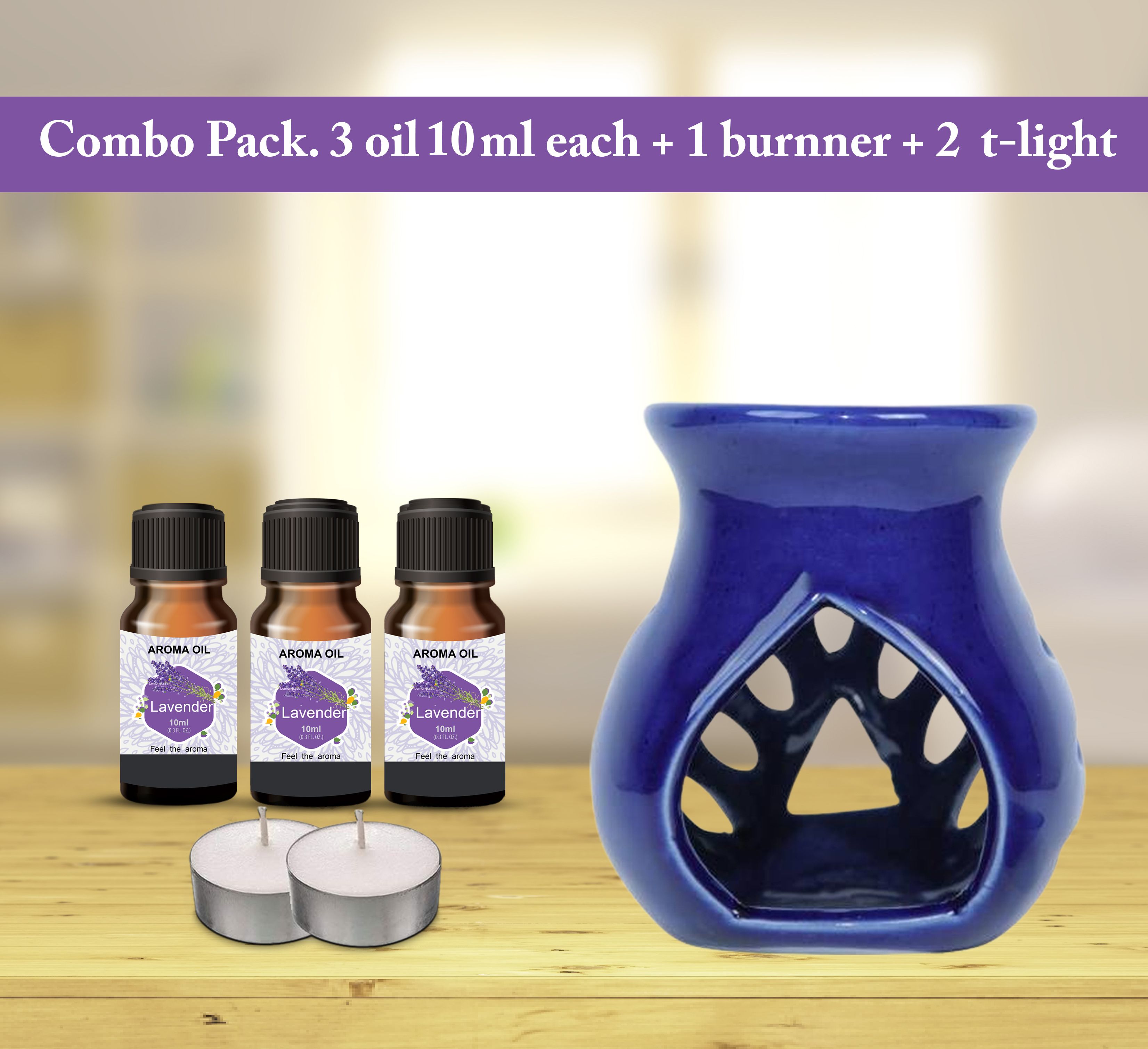 PEEPRESION Ceramic Aroma Oil Burner With(2T-light & 3 Lavender Scented Aroma Oil(10ml Each) Home, Office, Spa, Hotel Diffuser-image-48