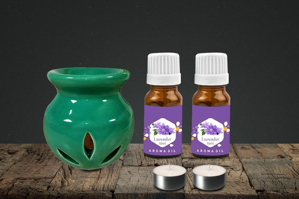 PEEPRESION Green Ceramic Air Home Diffuser With 2 Lavender Aroma oil (10ml Each) Scented Air Diffuser Uses For Home, Office, Club, Studio, Conference Hall, Meeting Room Diffuser-image-11