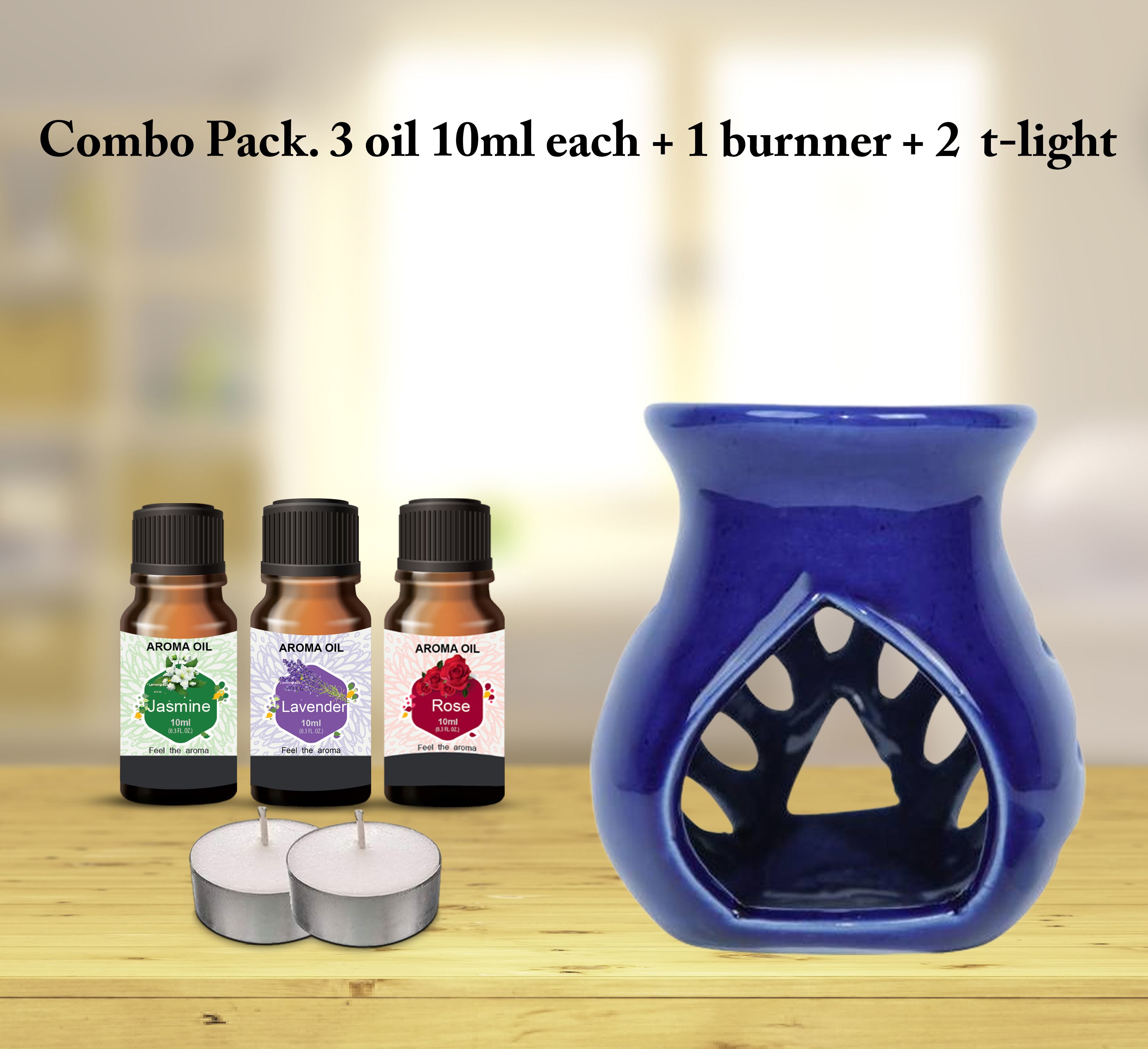 PEEPRESION Aroma Oil Burner With (2T-light & Jasmine, Rose, Lavender Scented Oil(10ml Each) Home, Office, Spa, Hotel Diffuser-picture-10