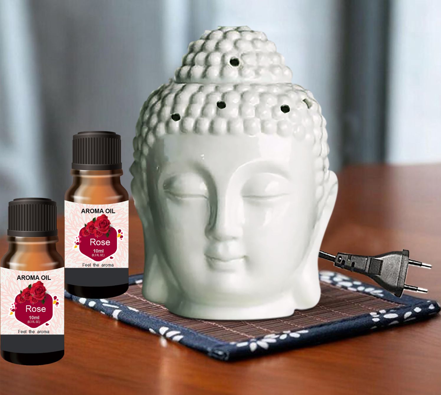 PEEPRESION Air Freshner Electric Buddha Diffuser & 2 Bottel Scented Rose Aroma Oil (10ml Each), Fragrance Your Home, Hotel, Bedroom, Club, Office, Relaxation, Body, Mind,Stress. Diffuser-image-29
