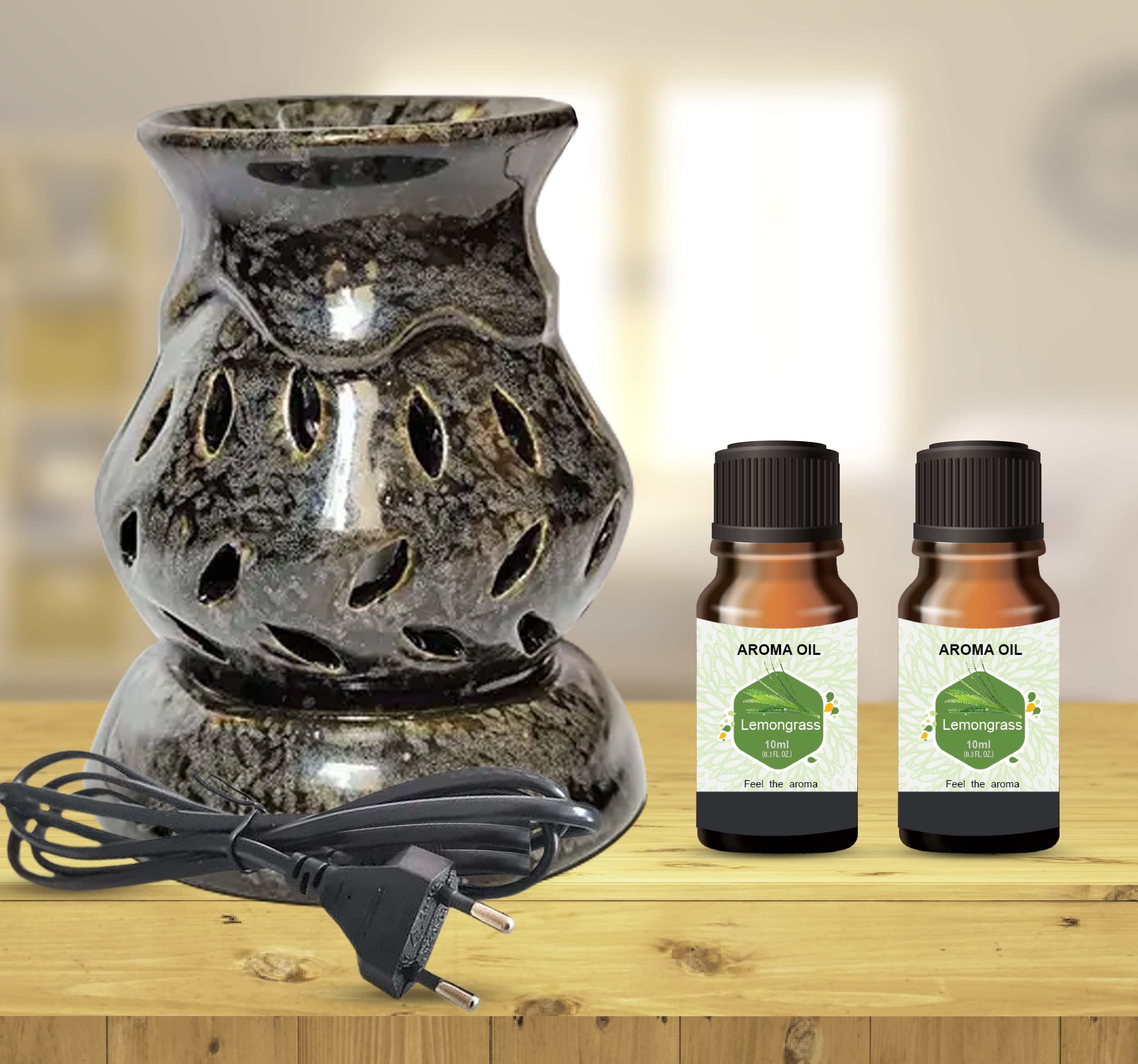 PEEPRESION Home Decor Scented Electric Diffuser with 2 Lemongrass Aroma Oil, (10ml Each) Suitable For| Home, Office, Bedroom, Conference Hall, Studio, Dinning Table, Meeting Room Diffuser-image-26