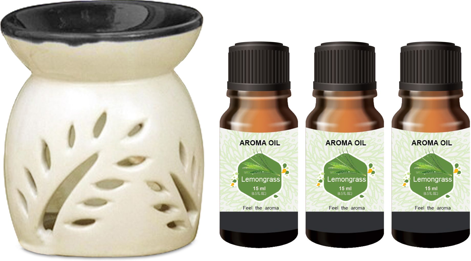 PEEPRESION Black Top Home Décor Burner with 3 Lemongrass Aroma Oil (15ml Each) ! Uses For Bathroom, Office, Study Table, Parlour, Dinning Table, Temple Diffuser-picture-47