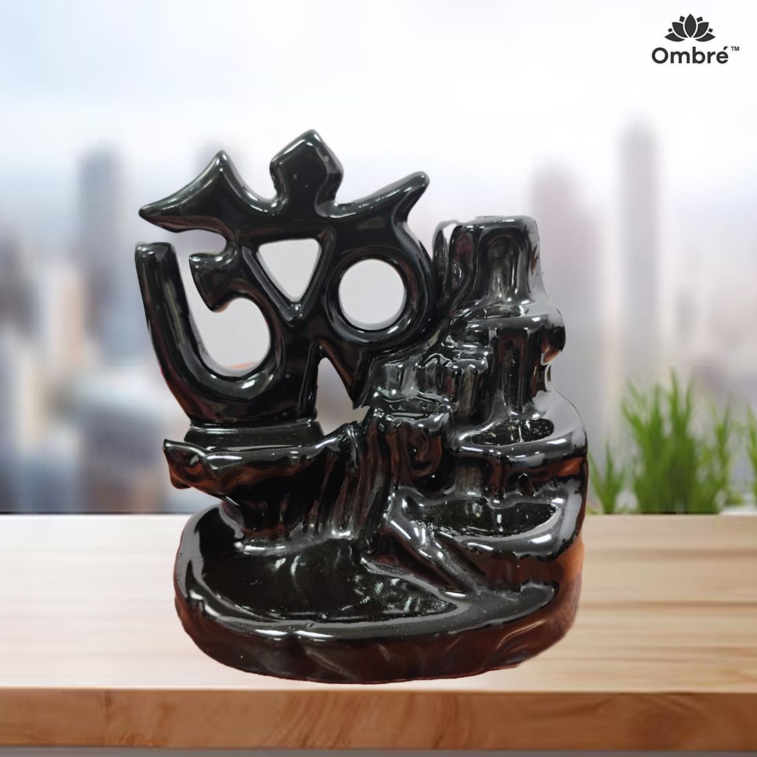 Ombre Premium Ceramic Om Smoke Backflow Incense Holder Decorative Showpiece Ideal for Office Cabins, Temple And Yoga Room, Brings Peace and Happiness . Diffuser-picture-37